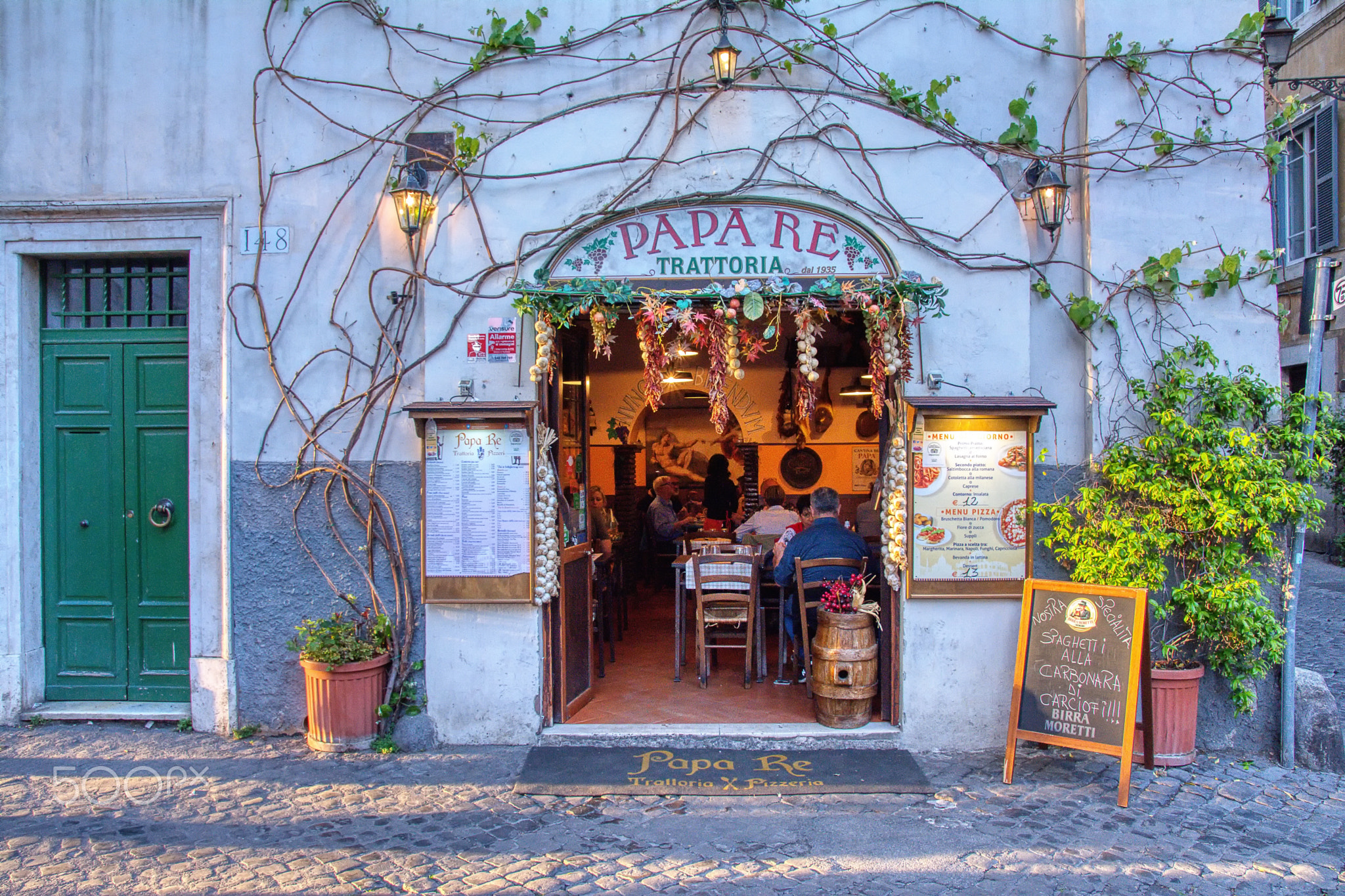Historic trattoria Papa Re in Trastevere, Rome.