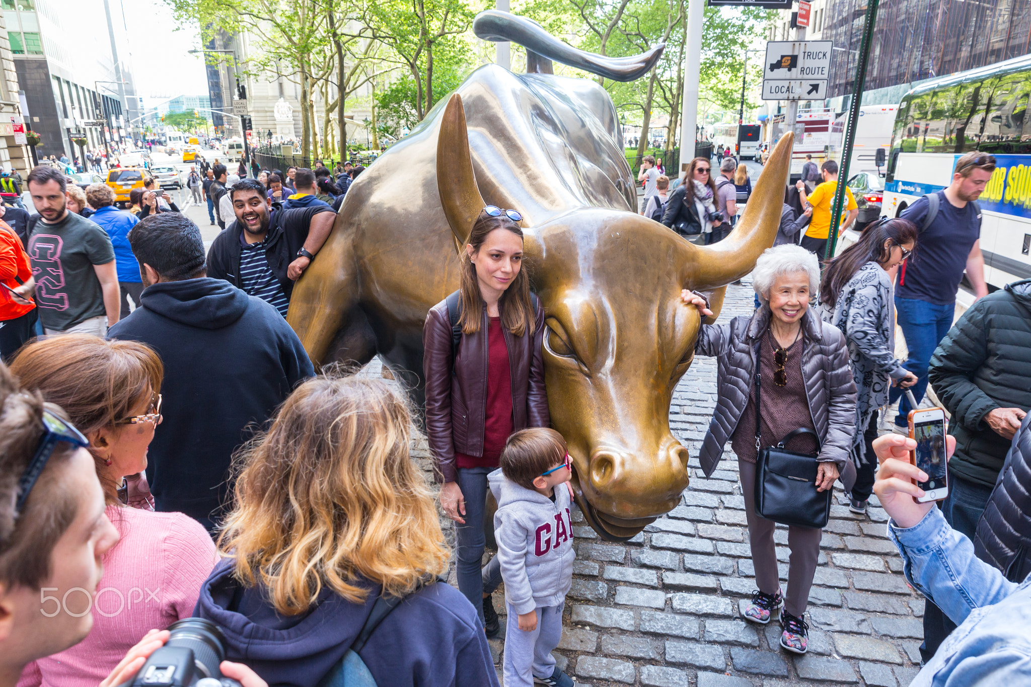The landmark Charging Bull in Lower Manhattan represents the strength and power of the American...