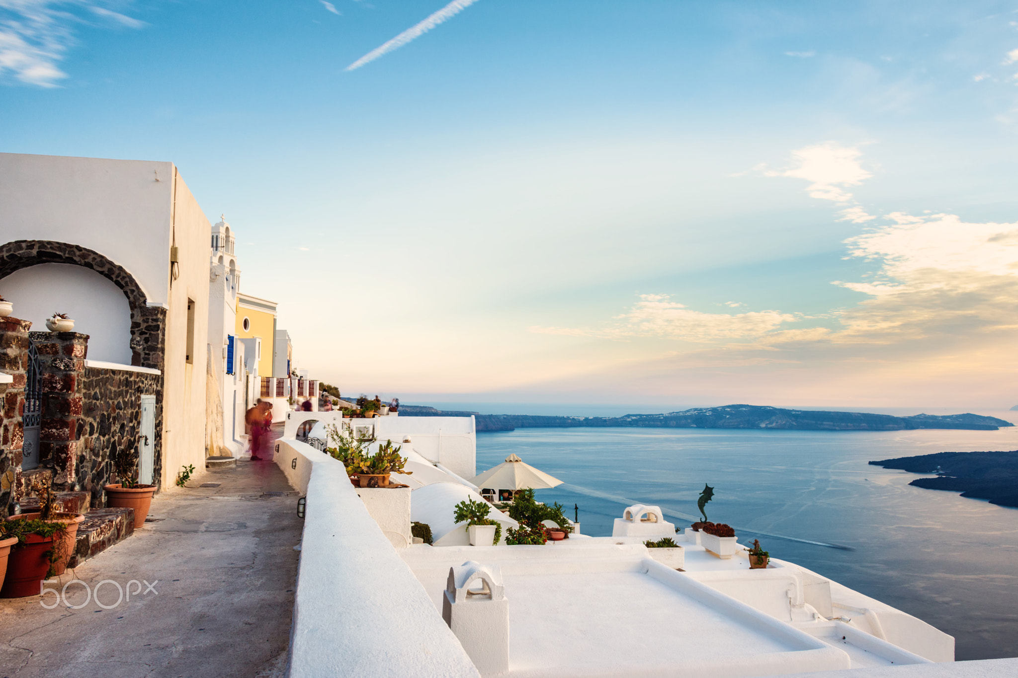 Santorini, Greece. Picturesque view of traditional cycladic Santorini houses on cliff