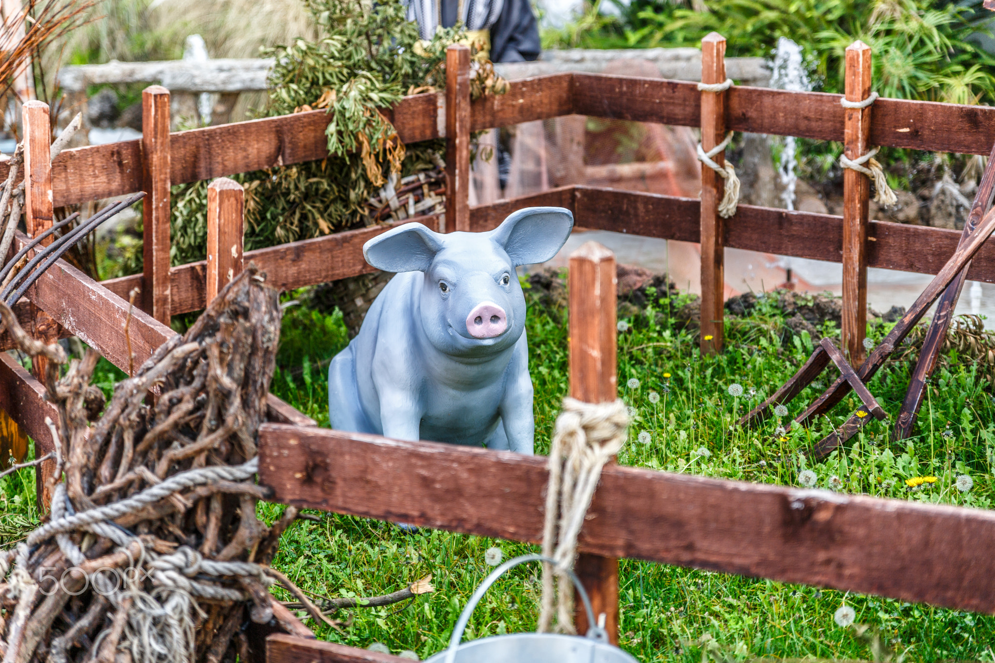 Representation of a pig, on a small farm
