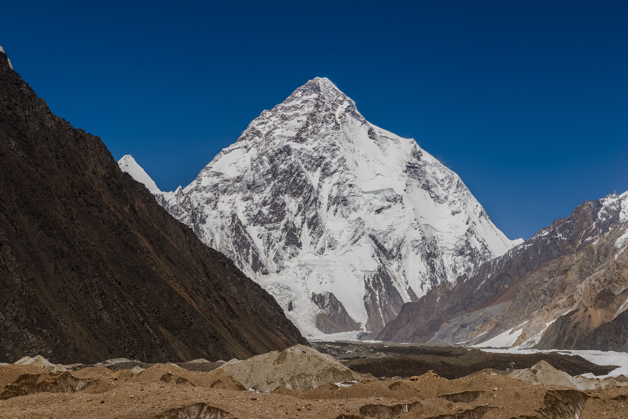 K2 and Godwin-Austen Glacier view from Concordia