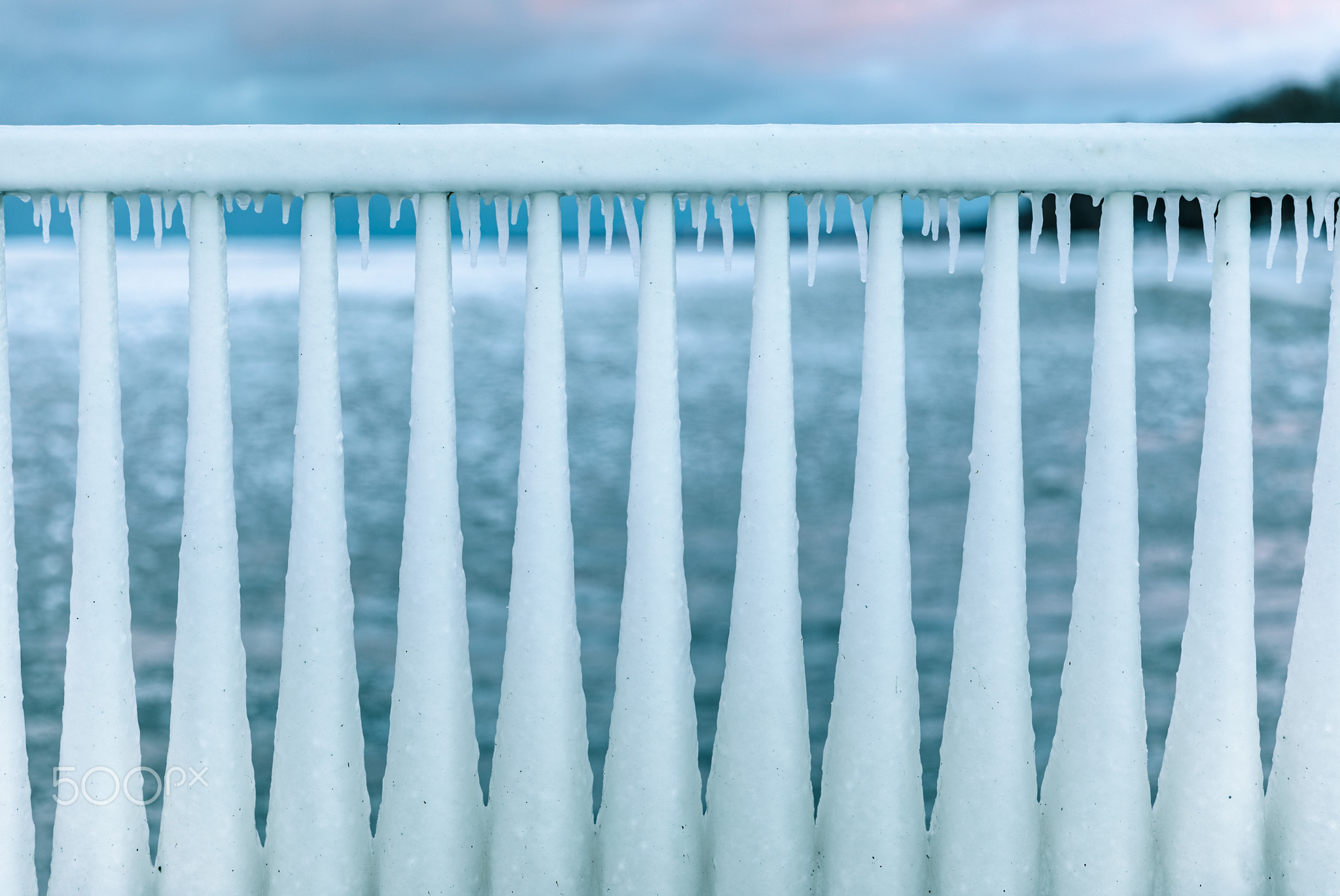 Ice Railings Cold Winter Illinois