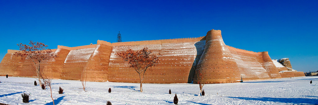 winter panoramic view to Ark fortress of Bukhara, Uzbekistan by sergey Mayorov on 500px.com