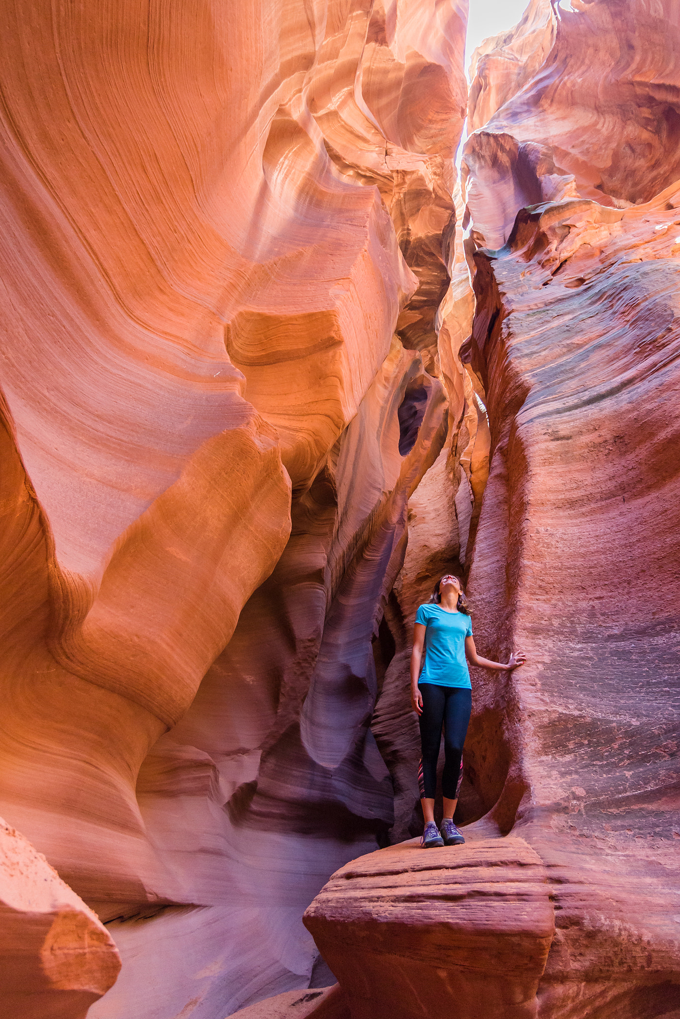 Young woman in Antelope Canyon in Arizona.