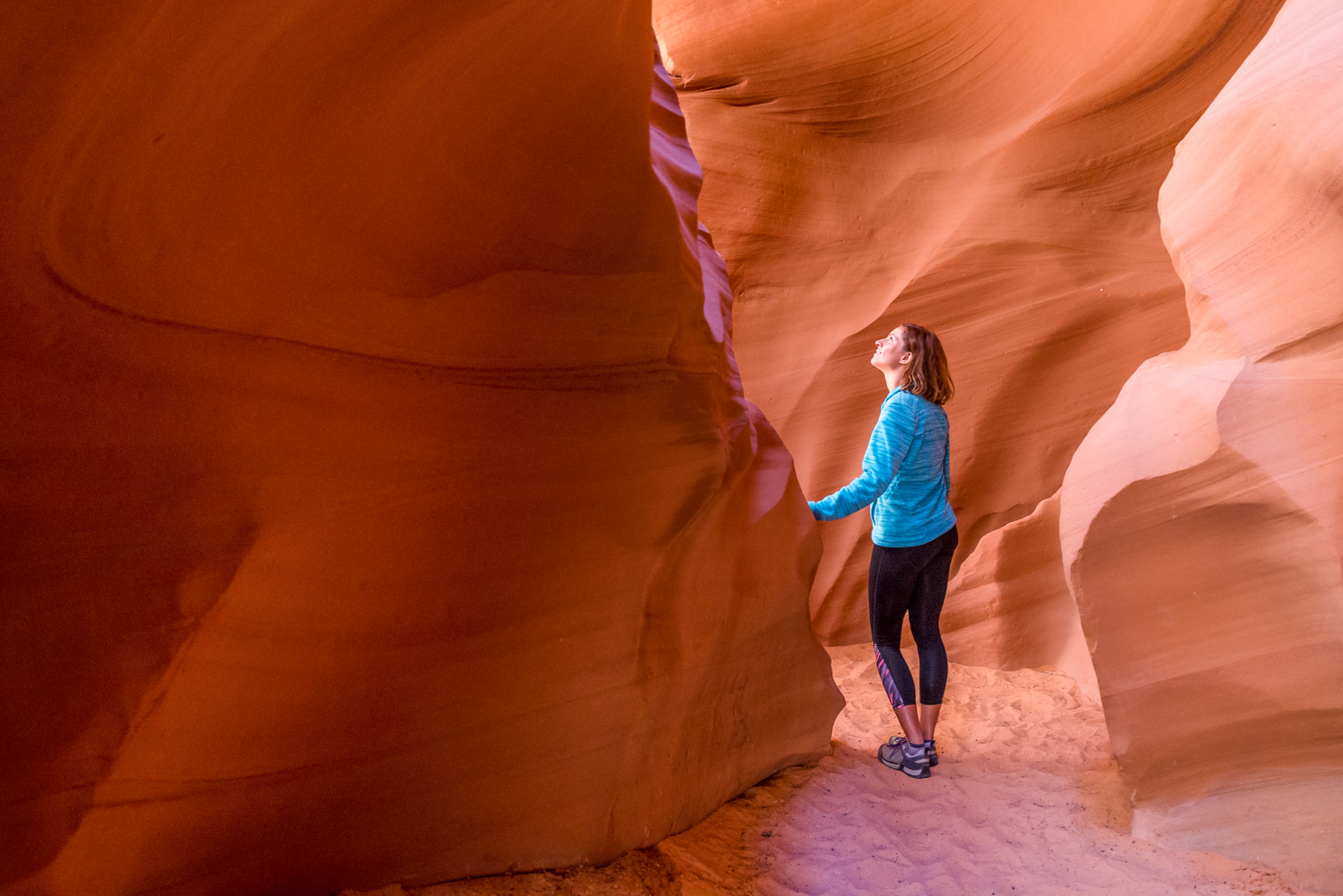 Young woman in Antelope Canyon in Arizona.