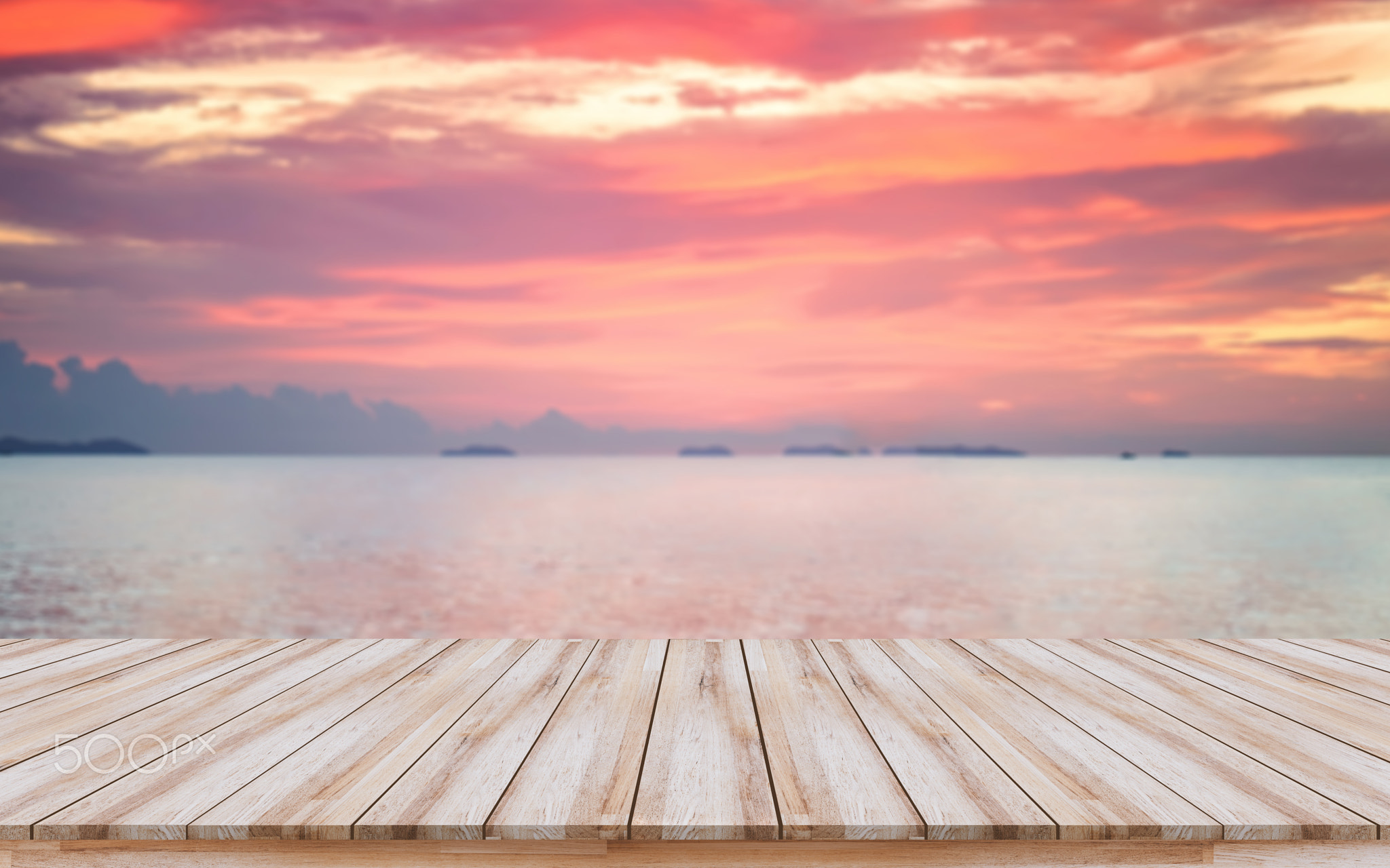 Wooden board, sunset for products display, visual design key layout