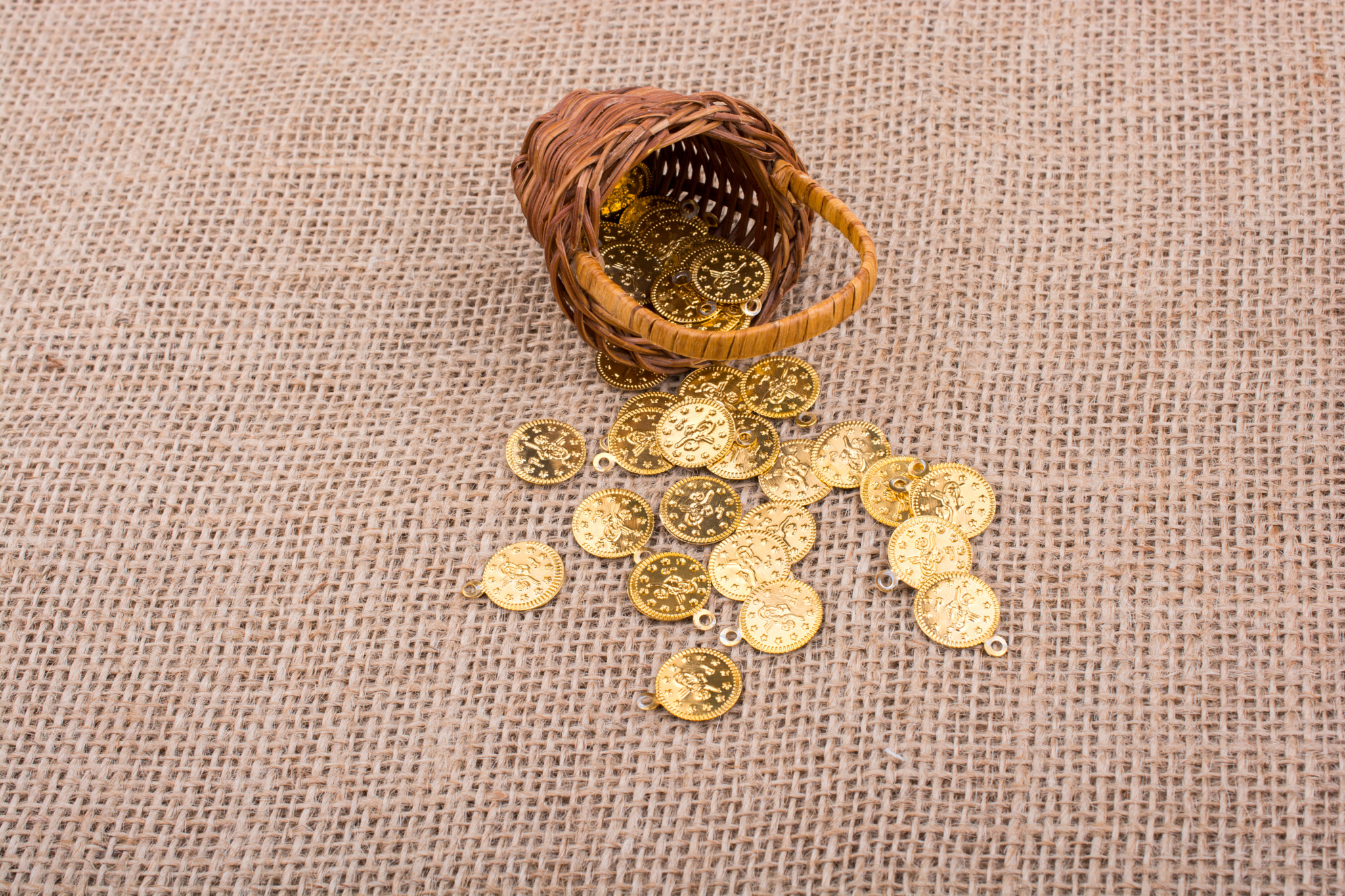 Plenty of fake gold coins are in the view