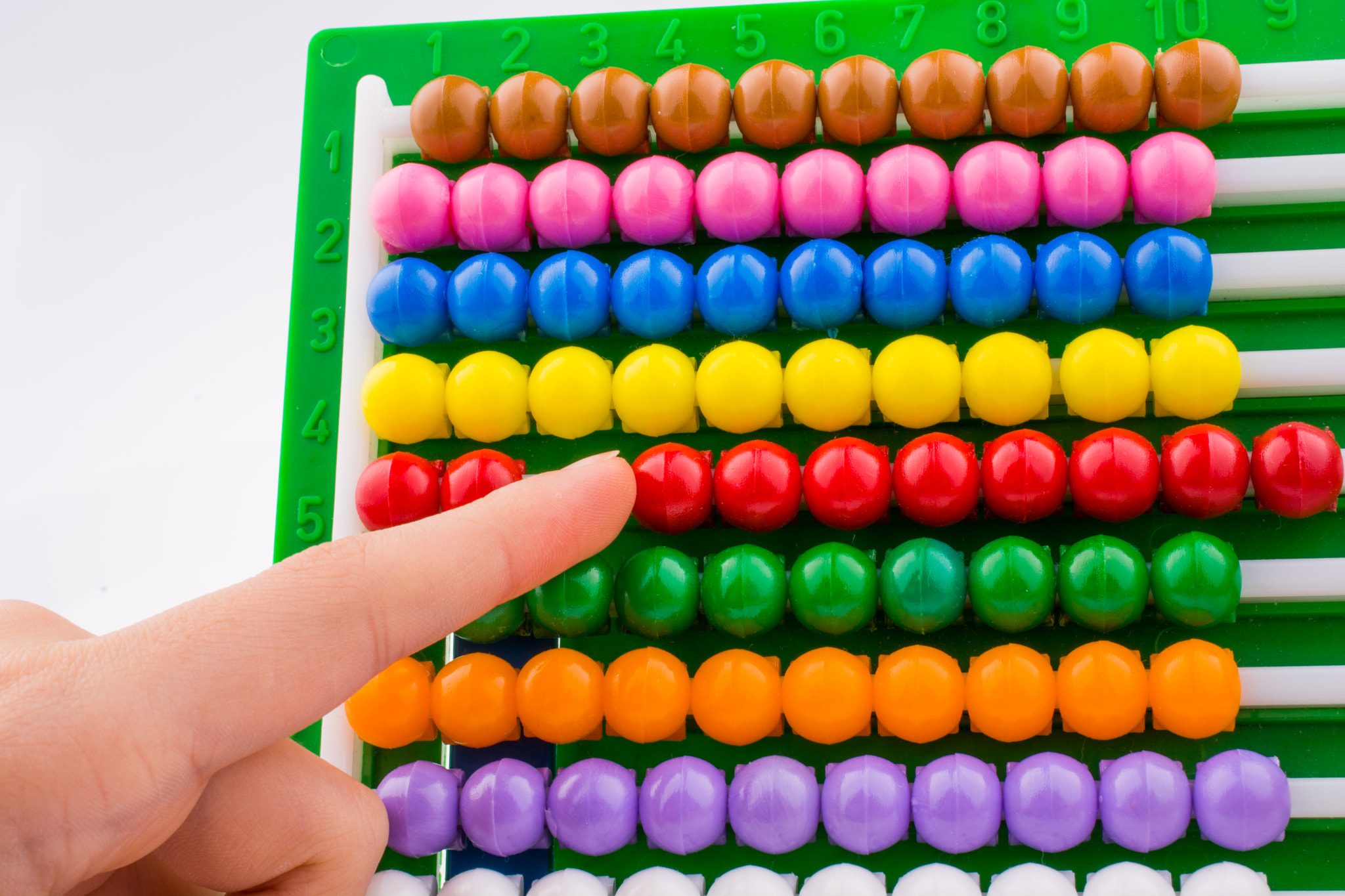 Hand using an abacus