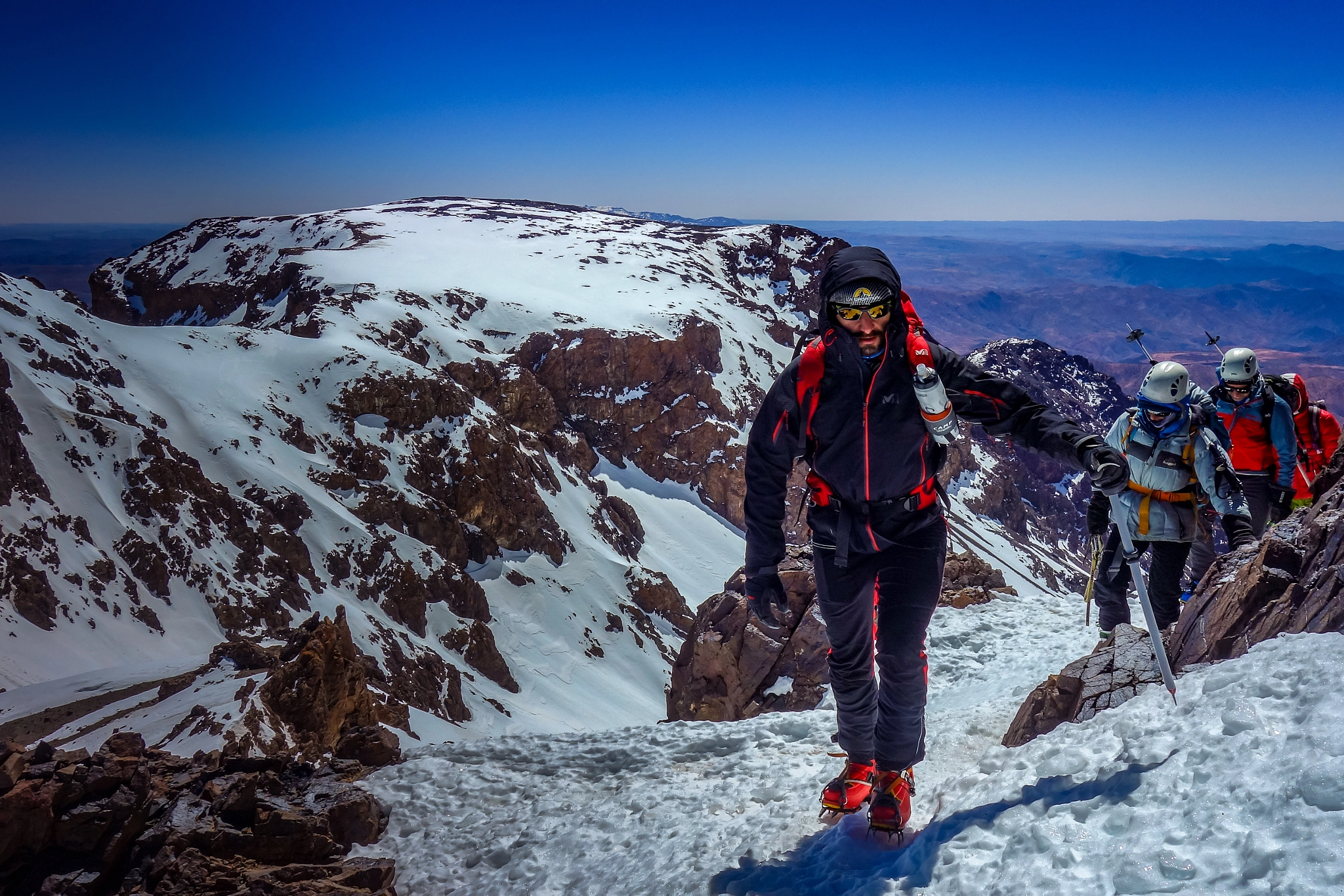 Walking to the summit.