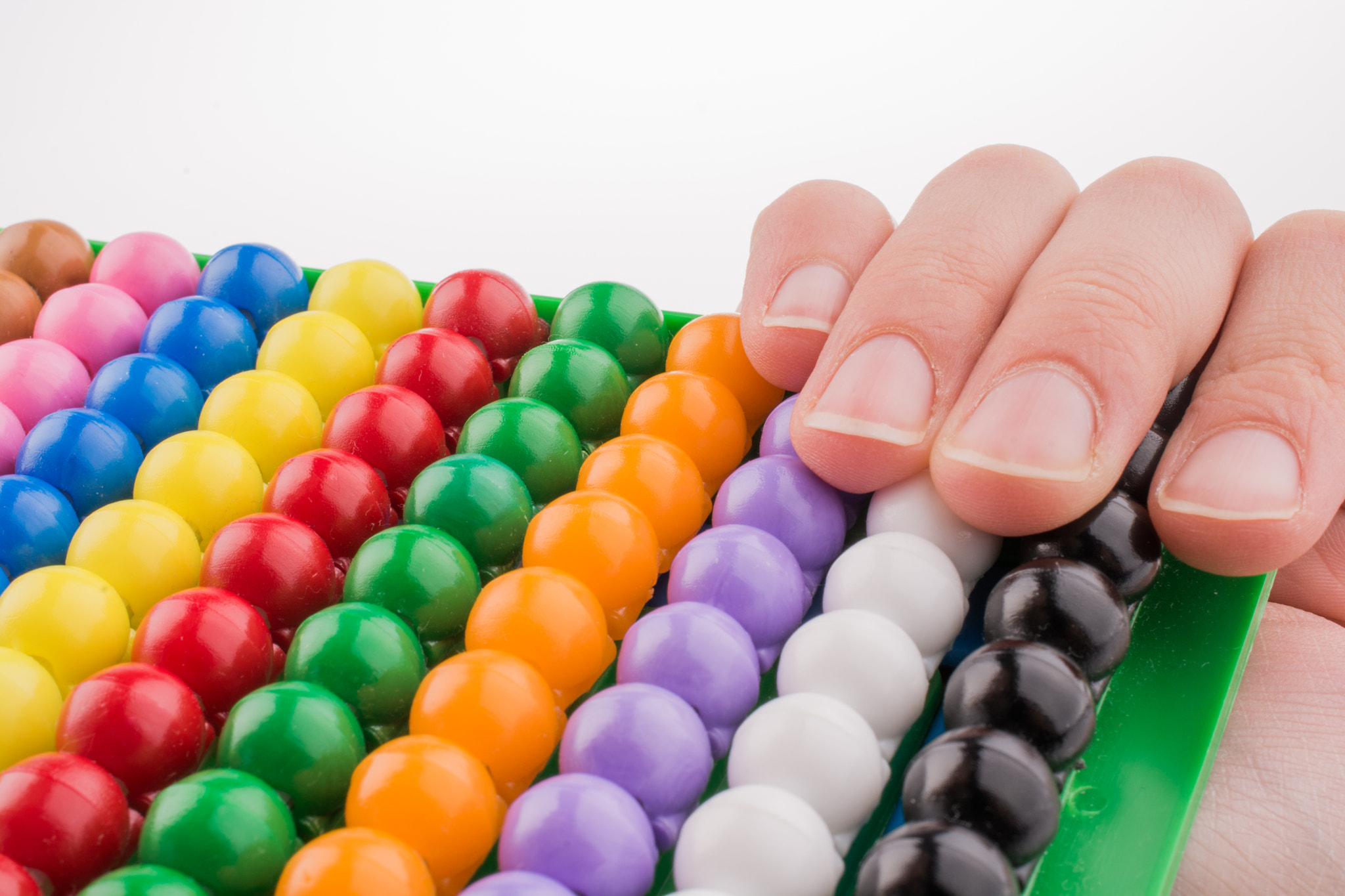 Hand using an abacus