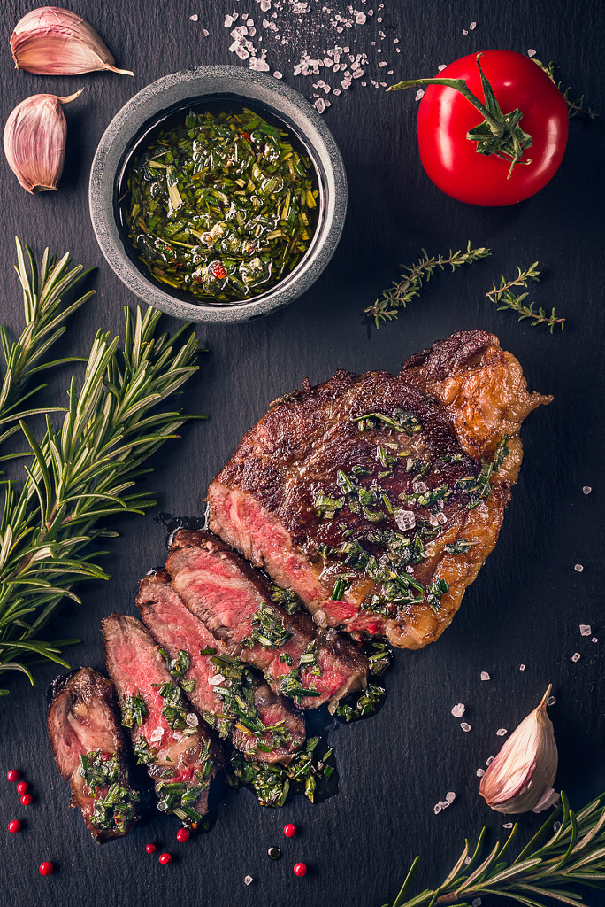 Juicy tender sousvide grilled irish beef rump steak with fresh by