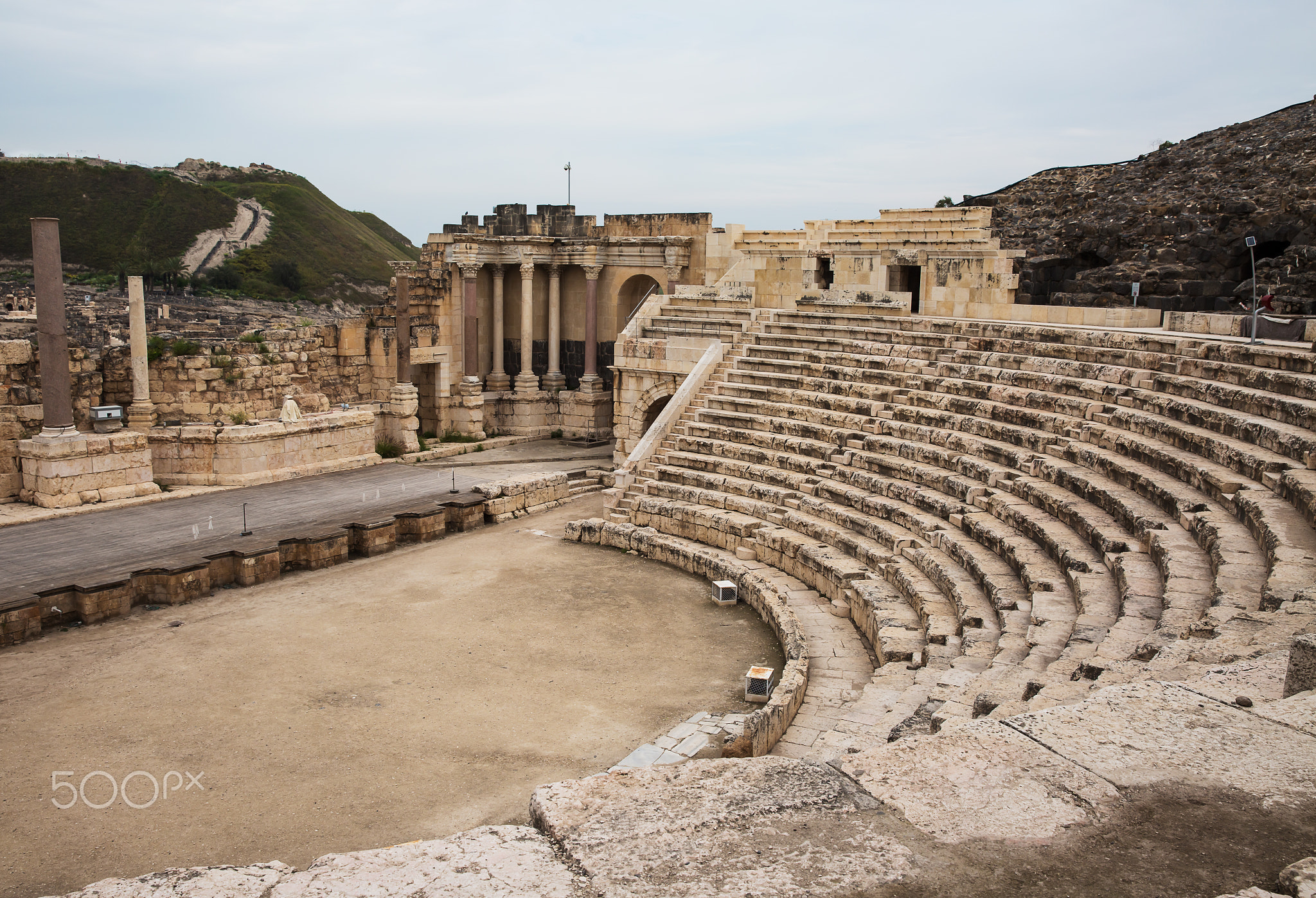 Ruins of amphitheater in the ancient Roman city.