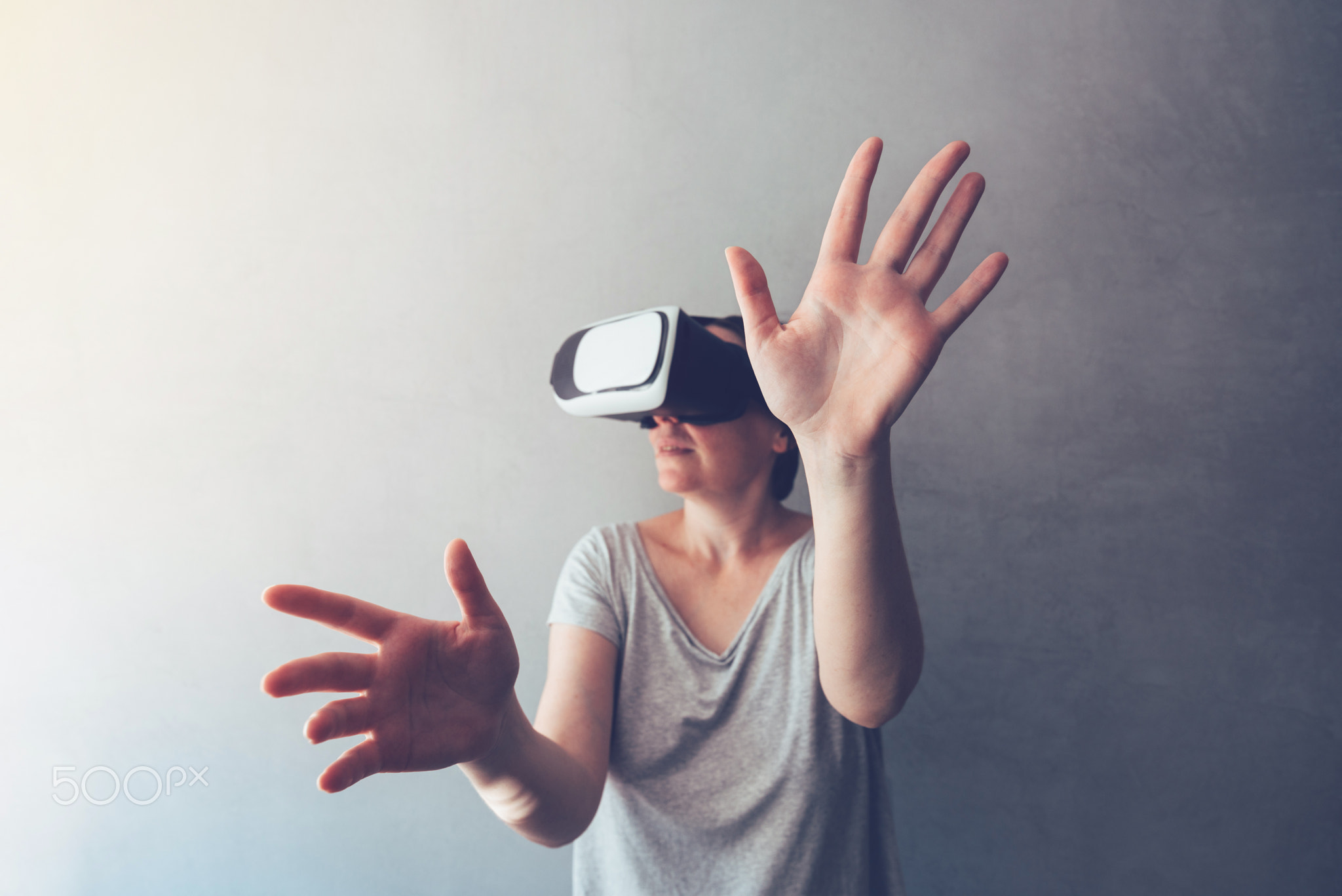 Woman immersed in virtual reality