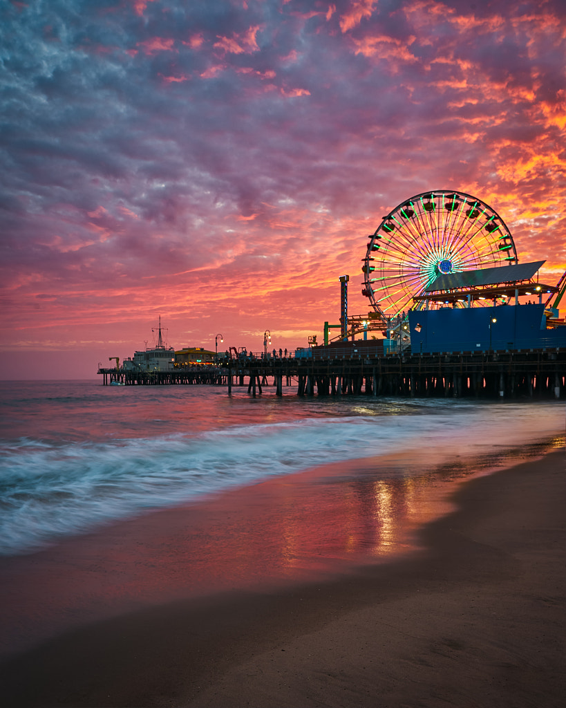A Fiery Sunset over Santa Monica Pier by Wojciech Szela / 500px