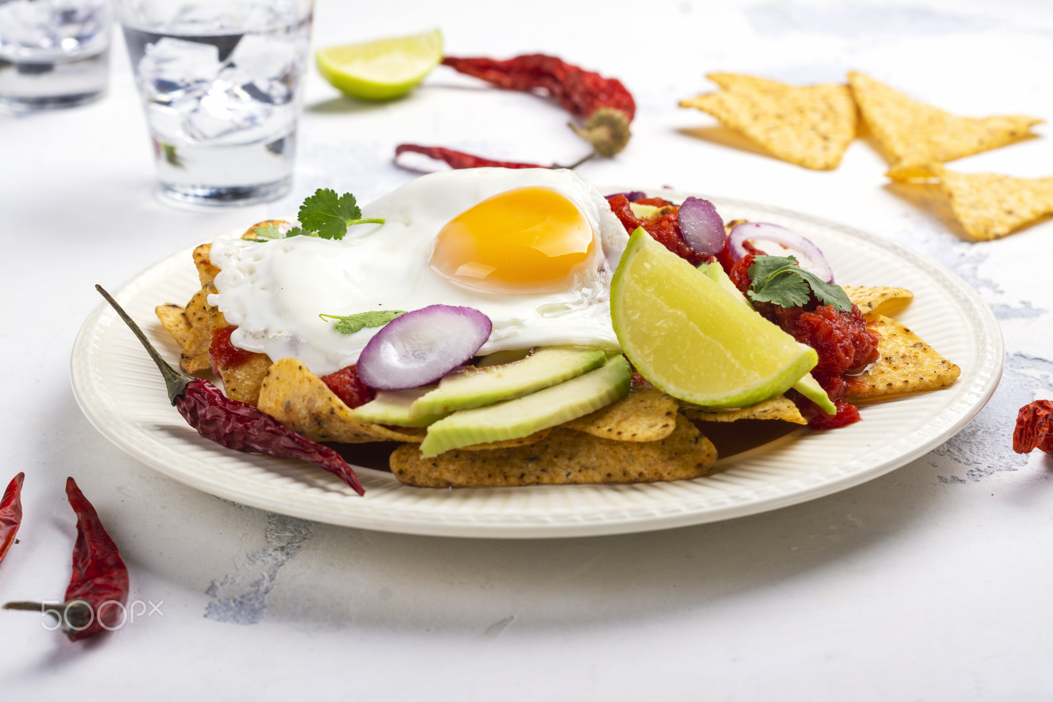 Mexican breakfast - chilaquiles dish