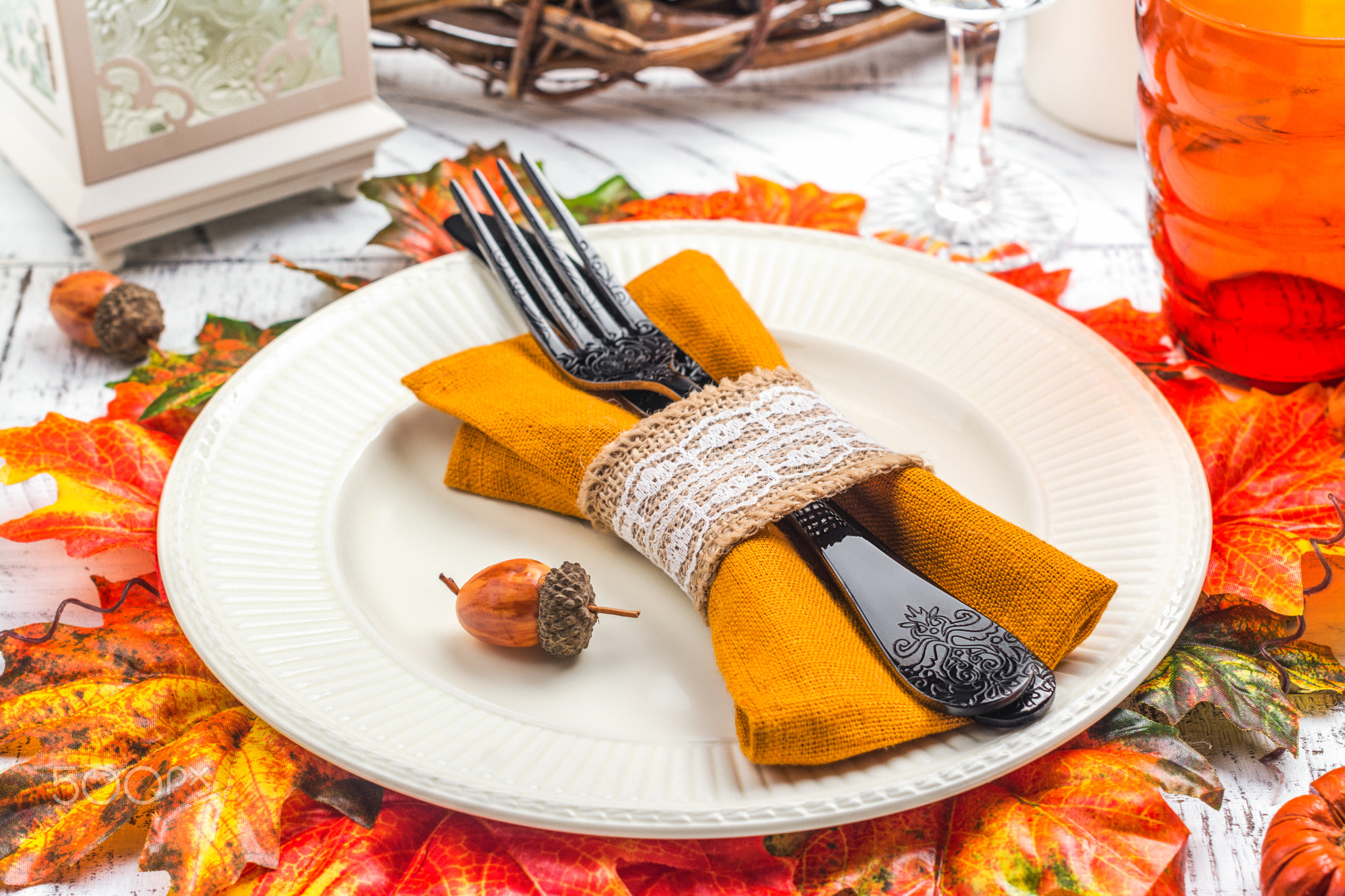 Thanksgiving day table setting