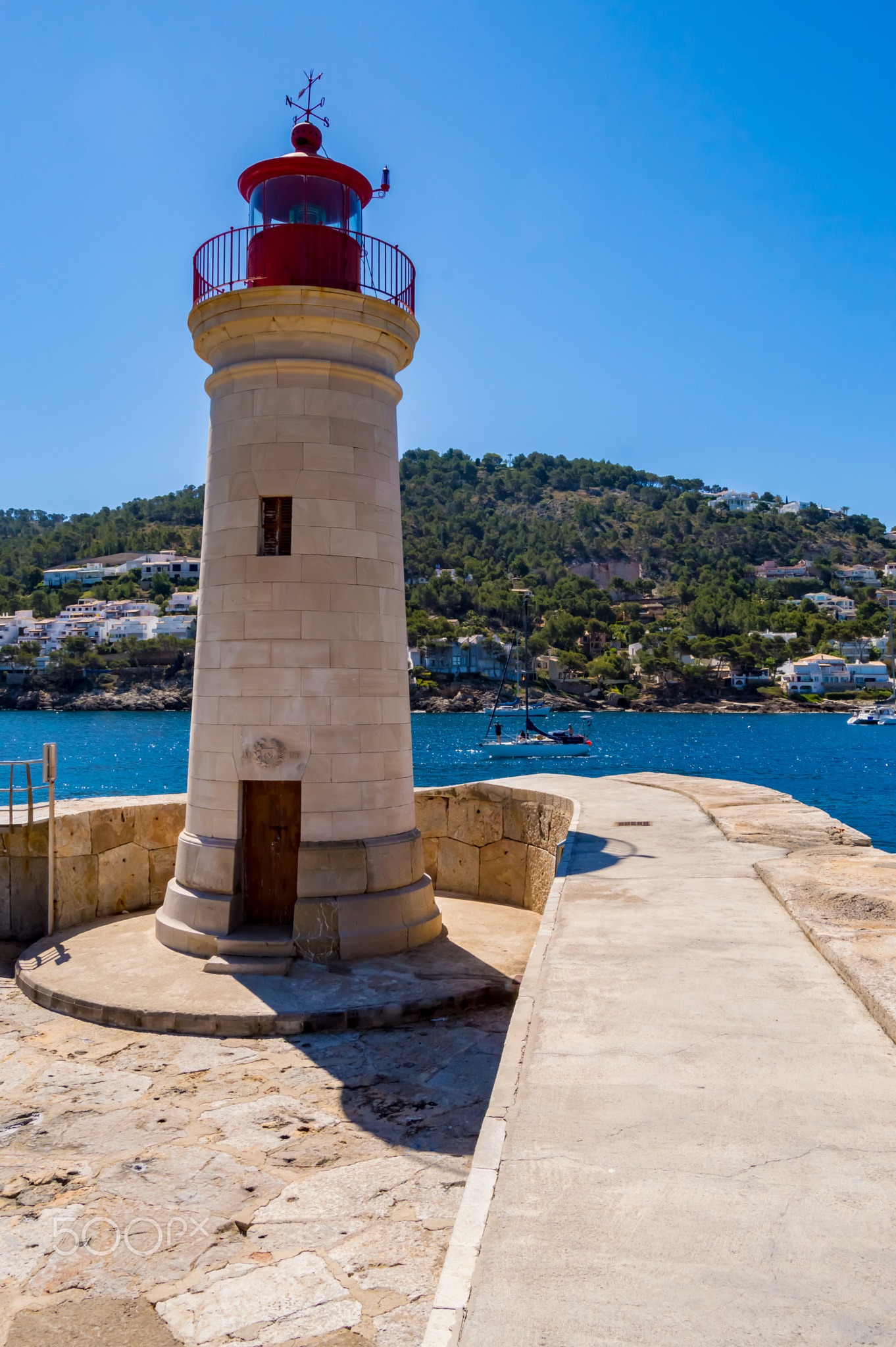 close-up of the lighthouse of the city of andratx north west of