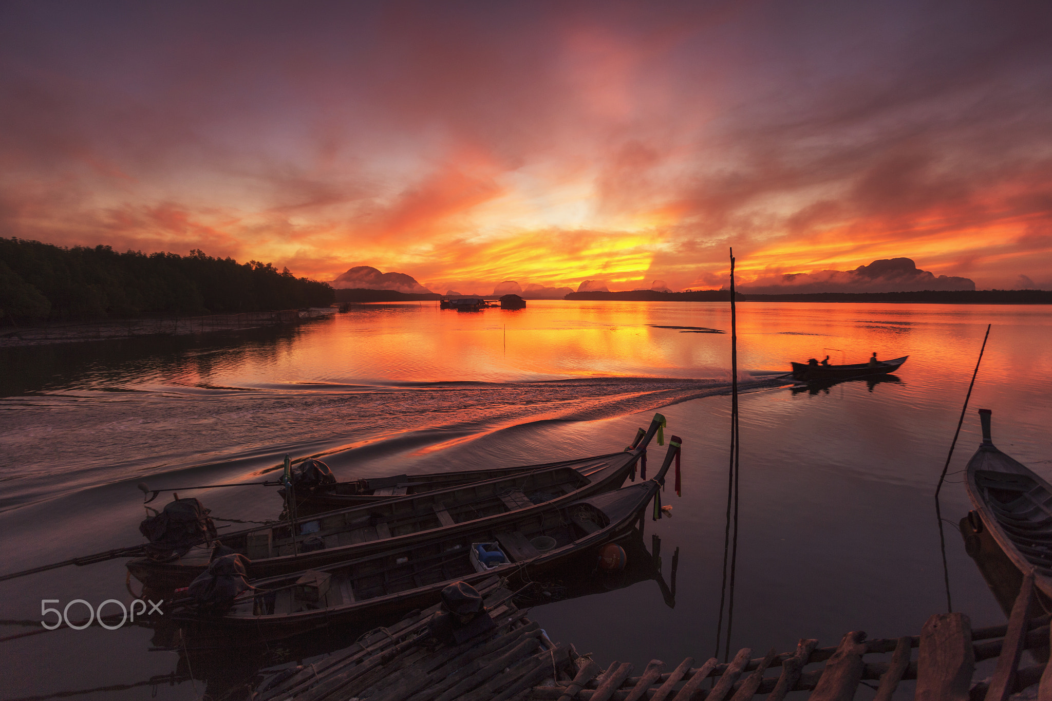 Village floating with sunrise