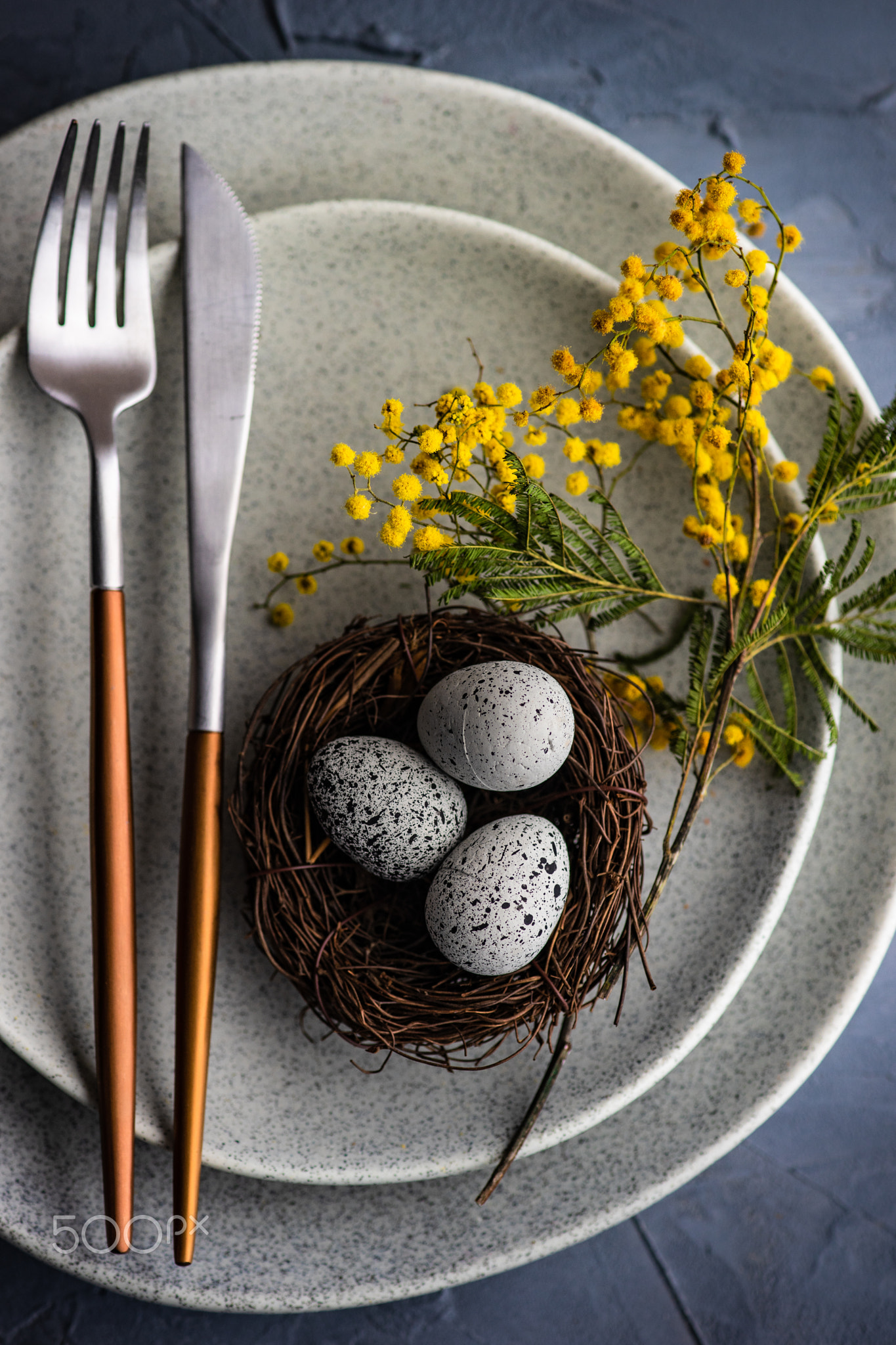 Festive table setting for Easter dinner