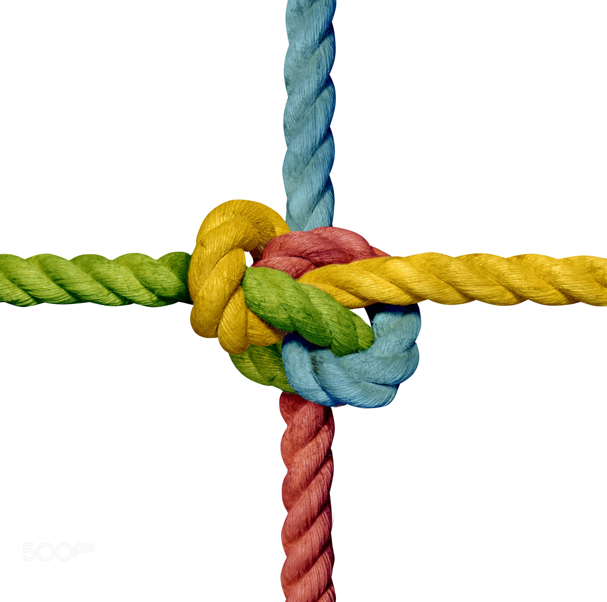 knot rope sling knotted tight colorful teamwork