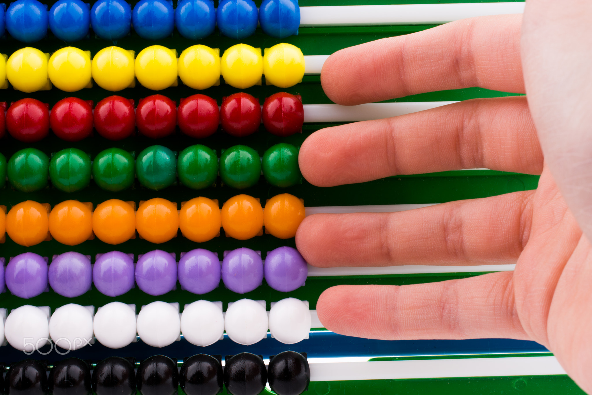 Hand using an abacus