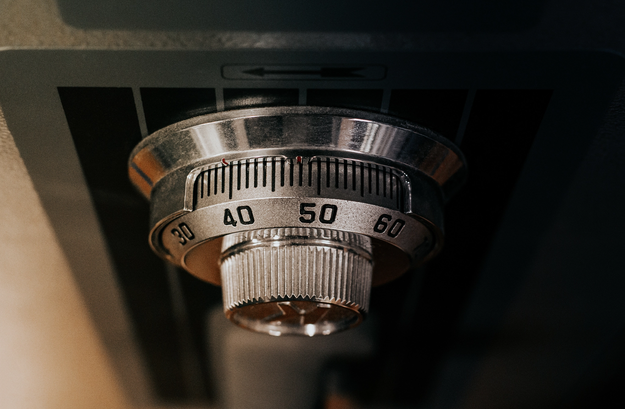 A safe deposit box by turning a knob with numbers.