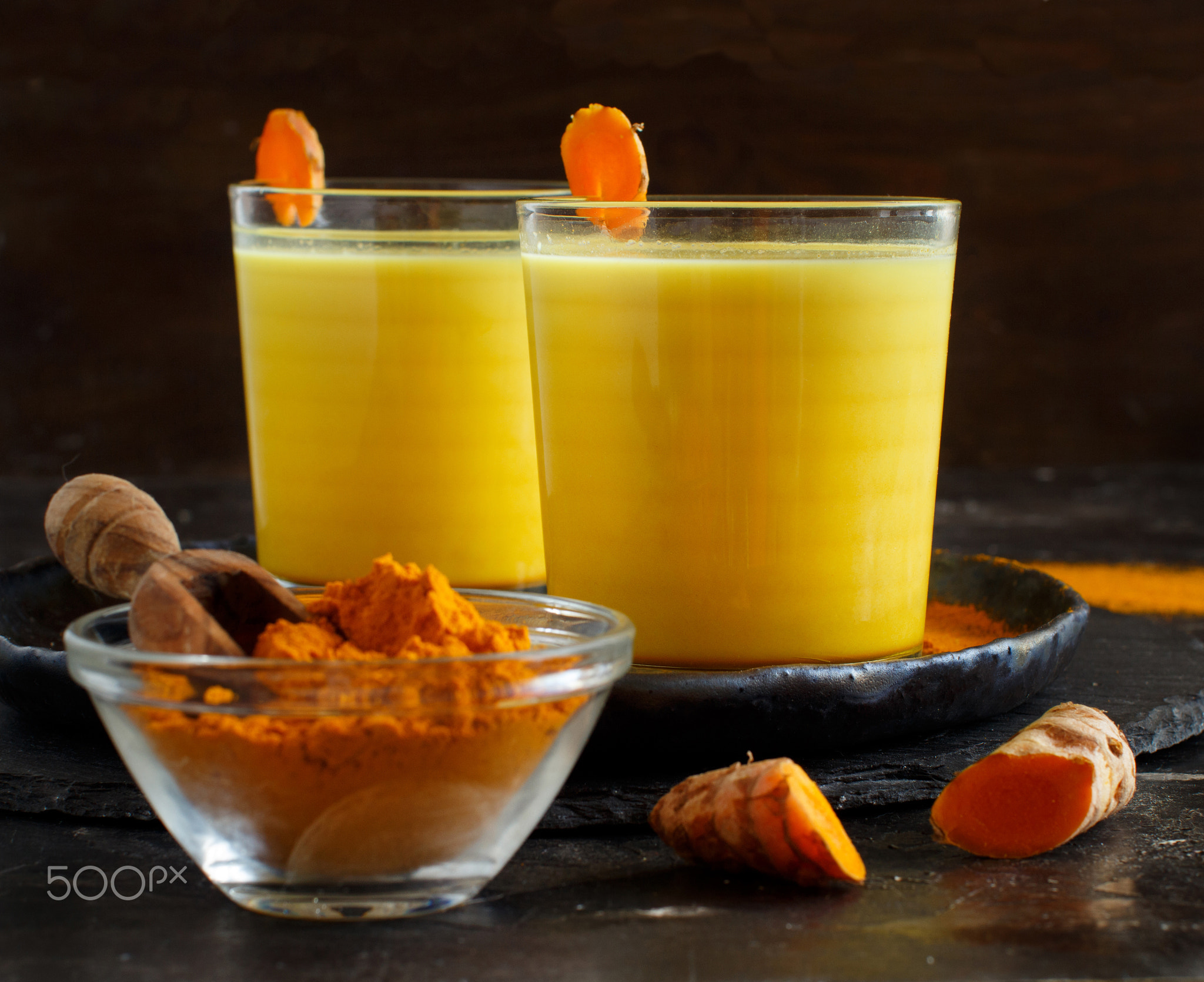 Golden milk with turmeric powder