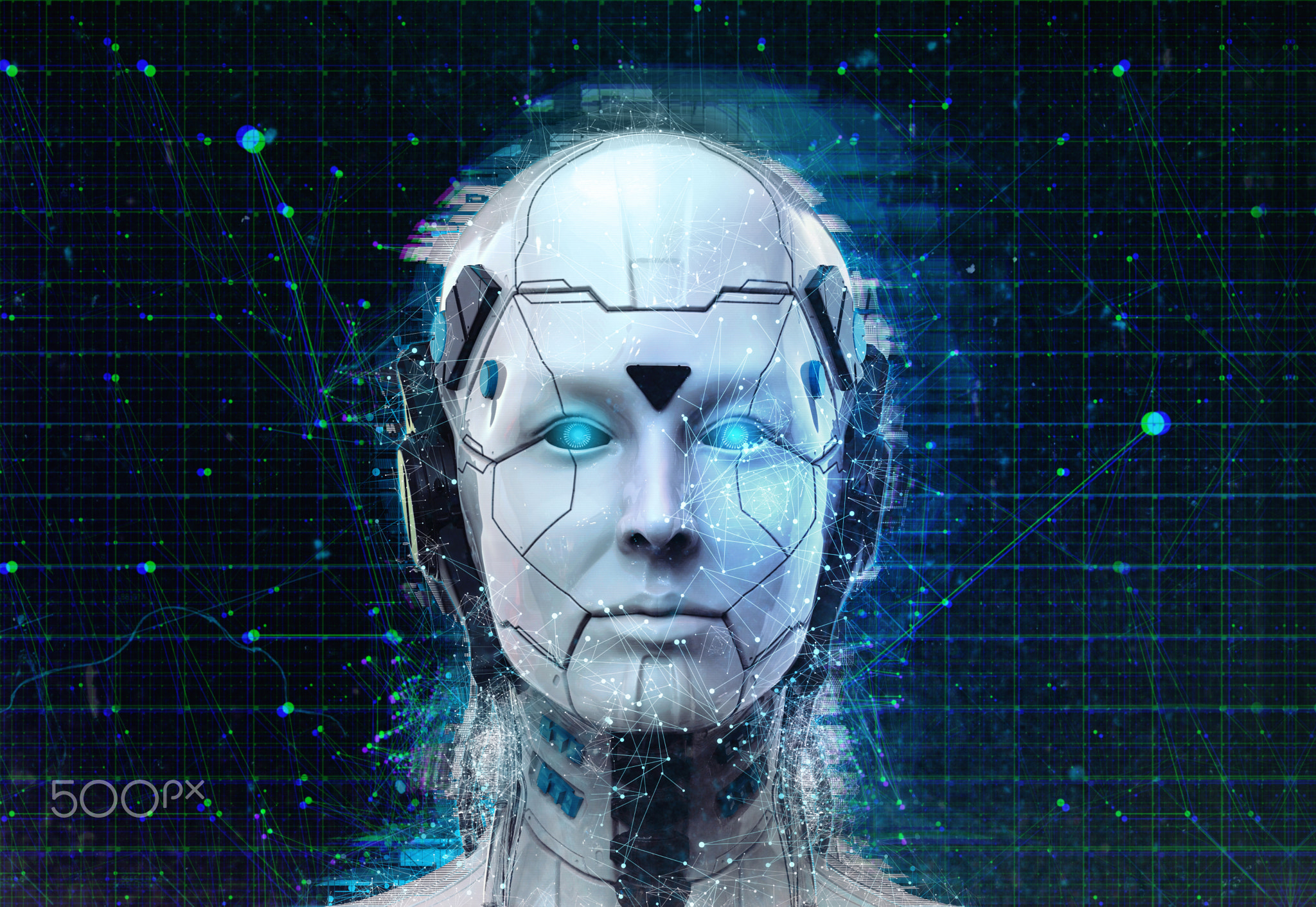 Robot sci-fi woman Cyborg background