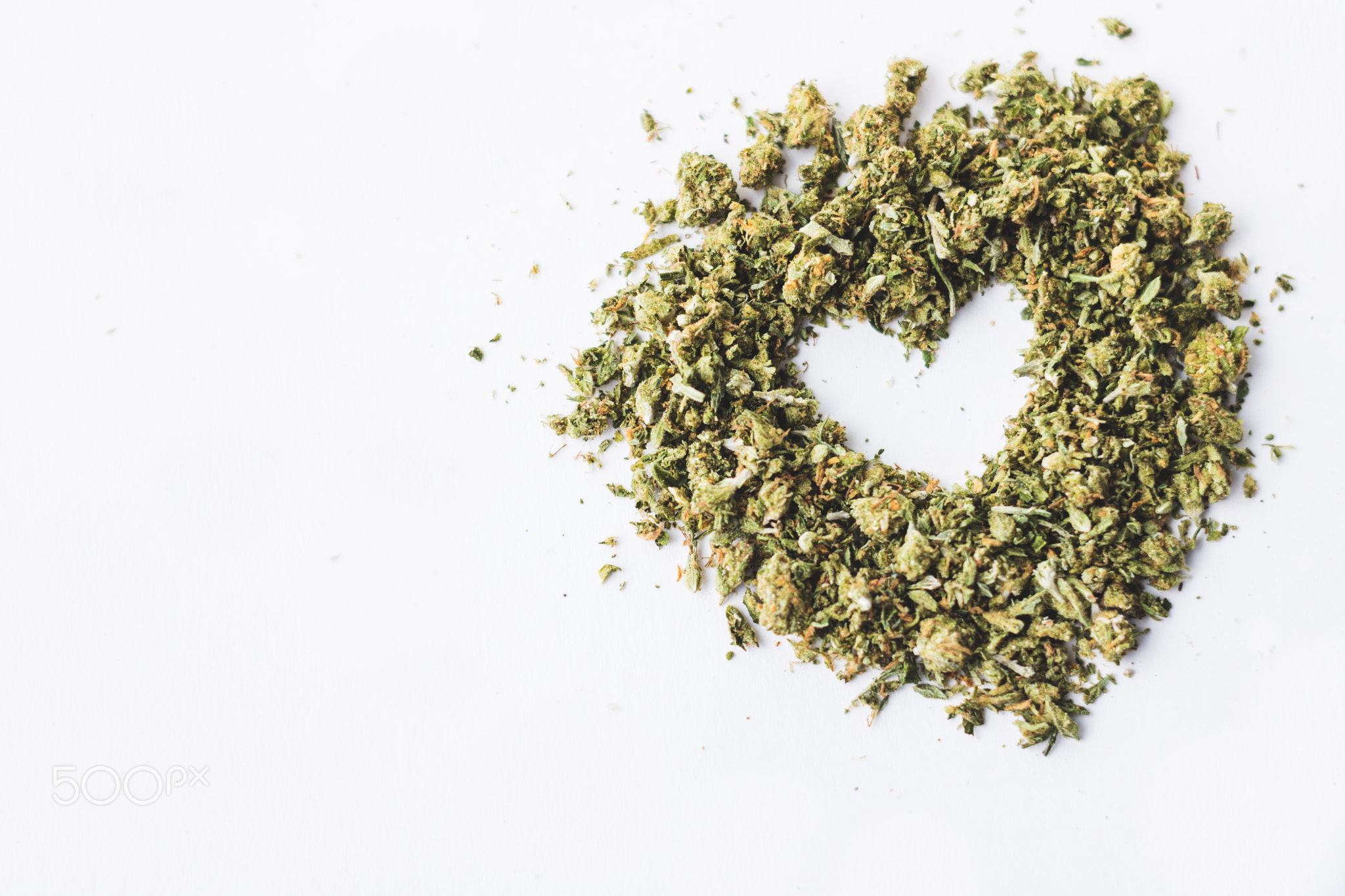 Heart Shape In Marijuana Shake On White