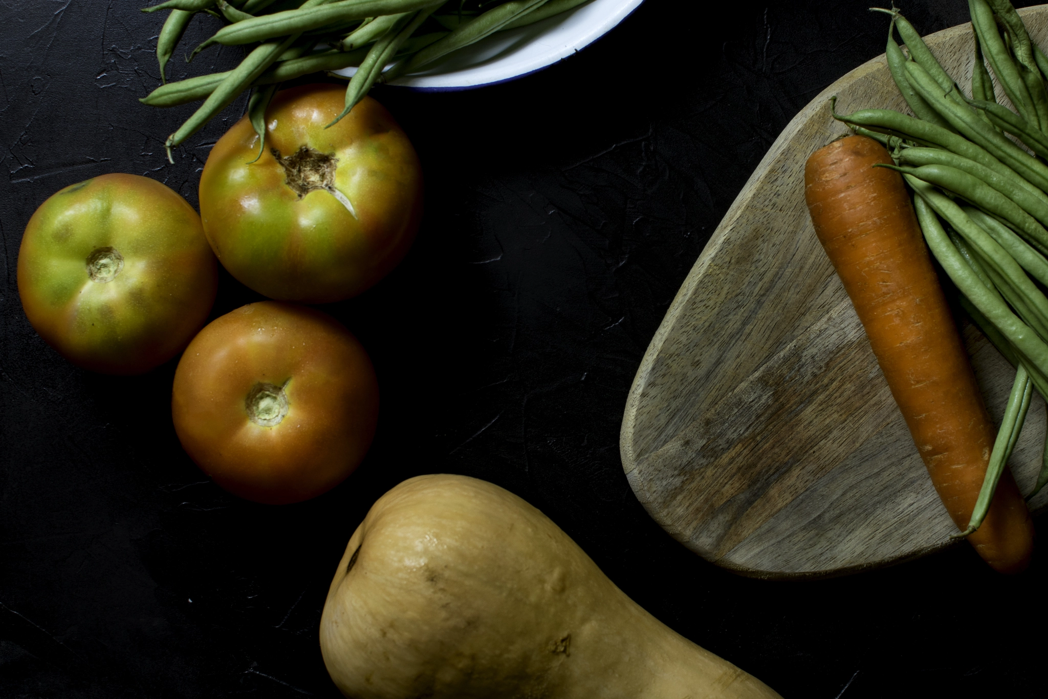 Vegetables and vegetables from the garden. Dark food concept.