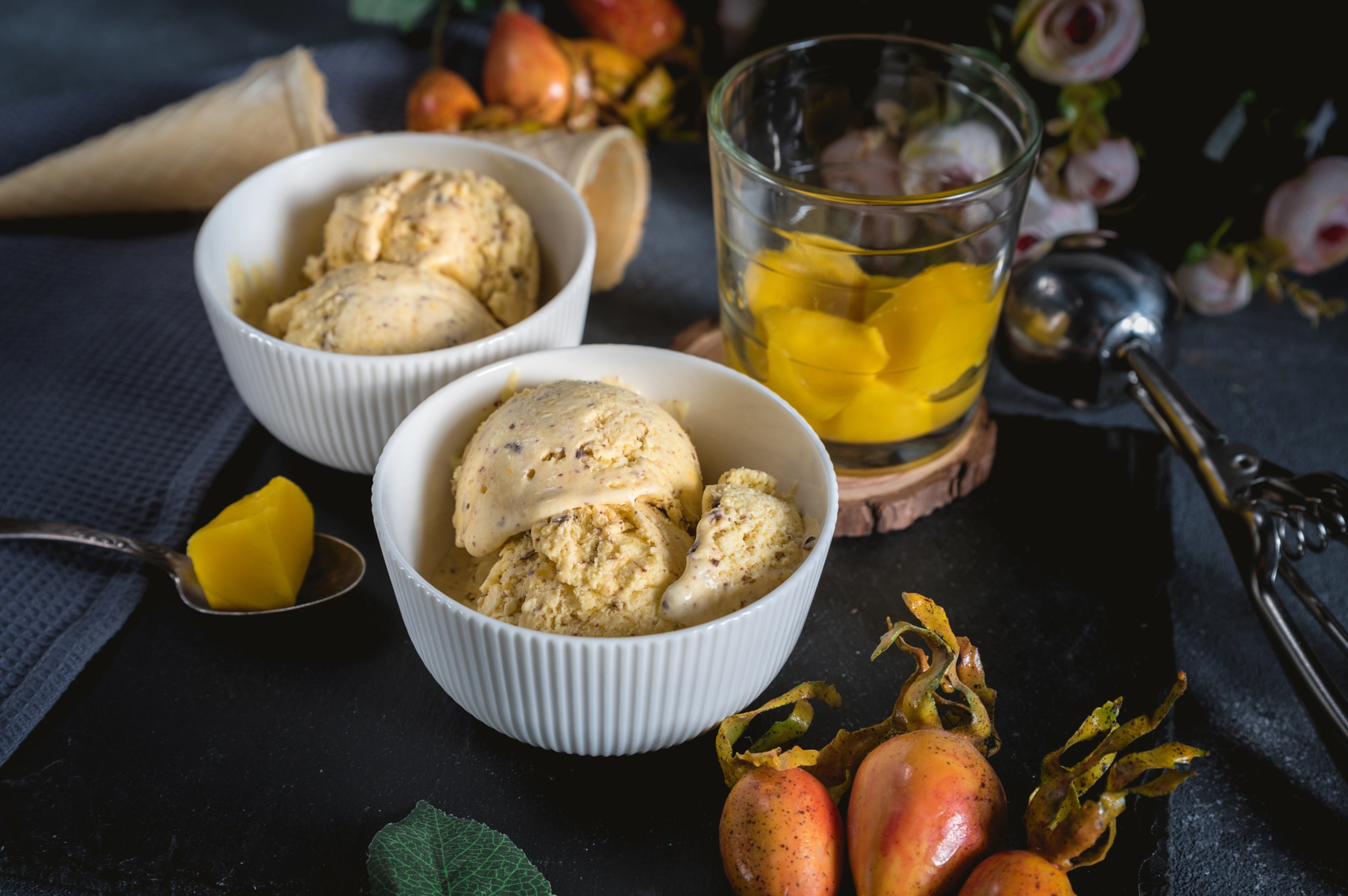 Homemade mango ice cream