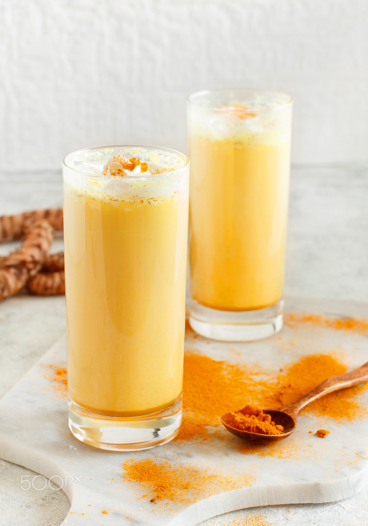 Golden milk with turmeric powder