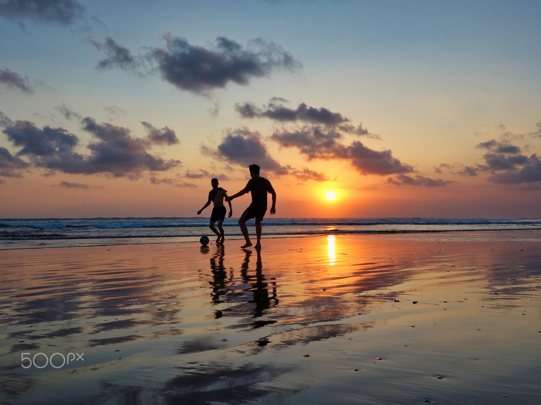 Sunset soccer at double six beach in Bali