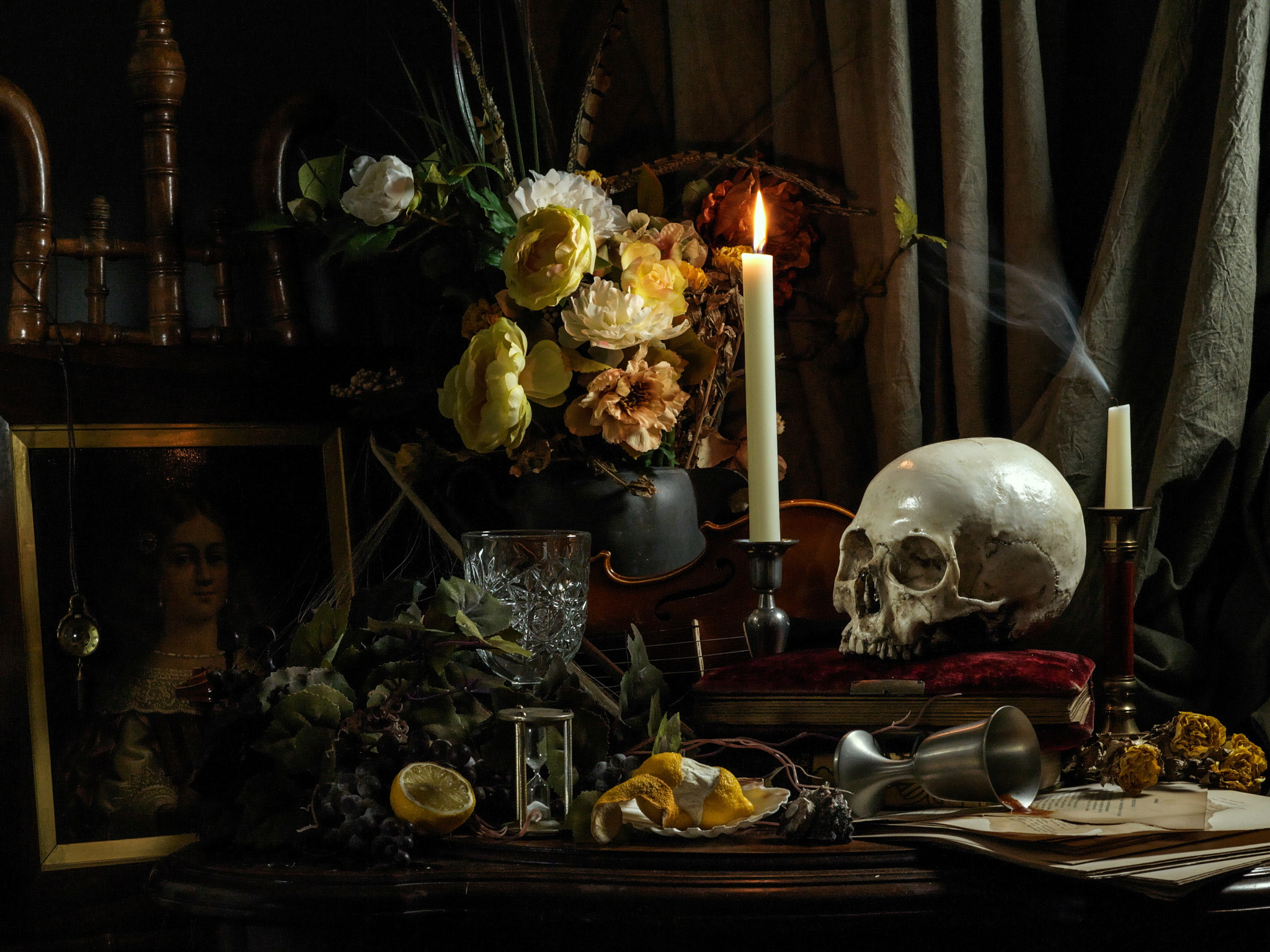 A still life painting 2025 in the vanitas style apex