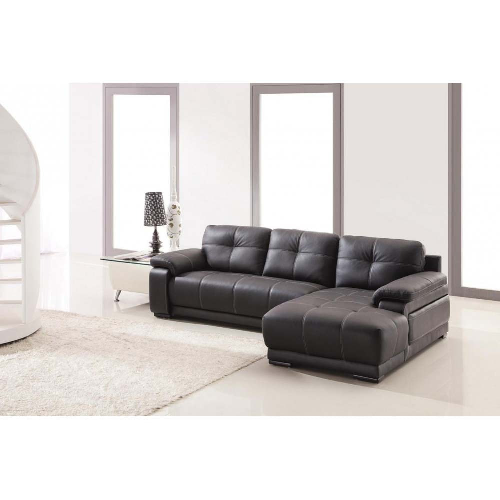 “Benet” Black Bonded Leather Sectional
