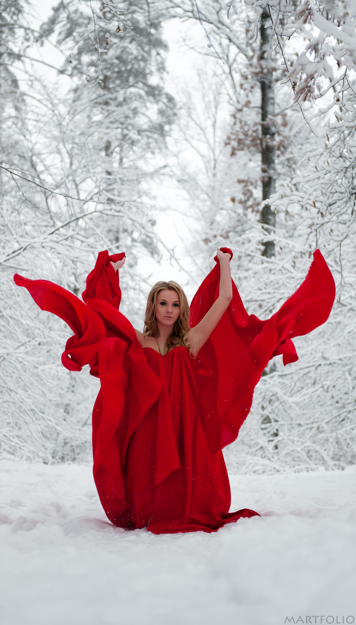 В Красном платье на снегу