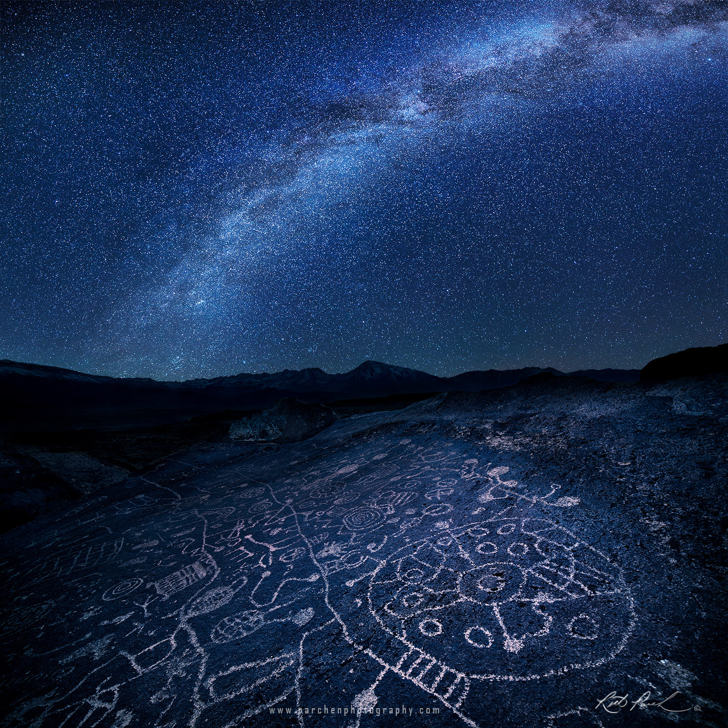 Milky Way looking over Sky Rock Petroglyphs by Rick Parchen - Photo
