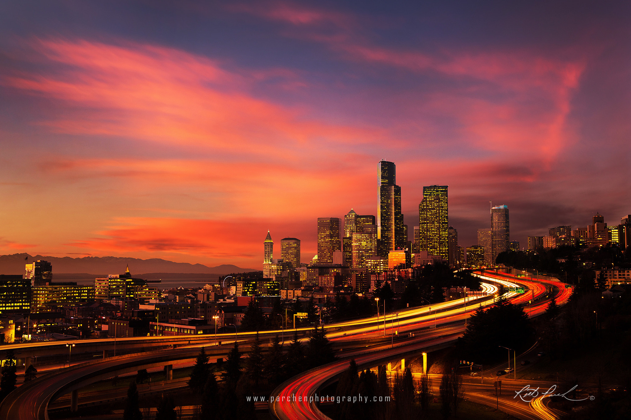 Sunset on the Seattle Skyline by Rick Parchen - Photo 57978584 / 500px