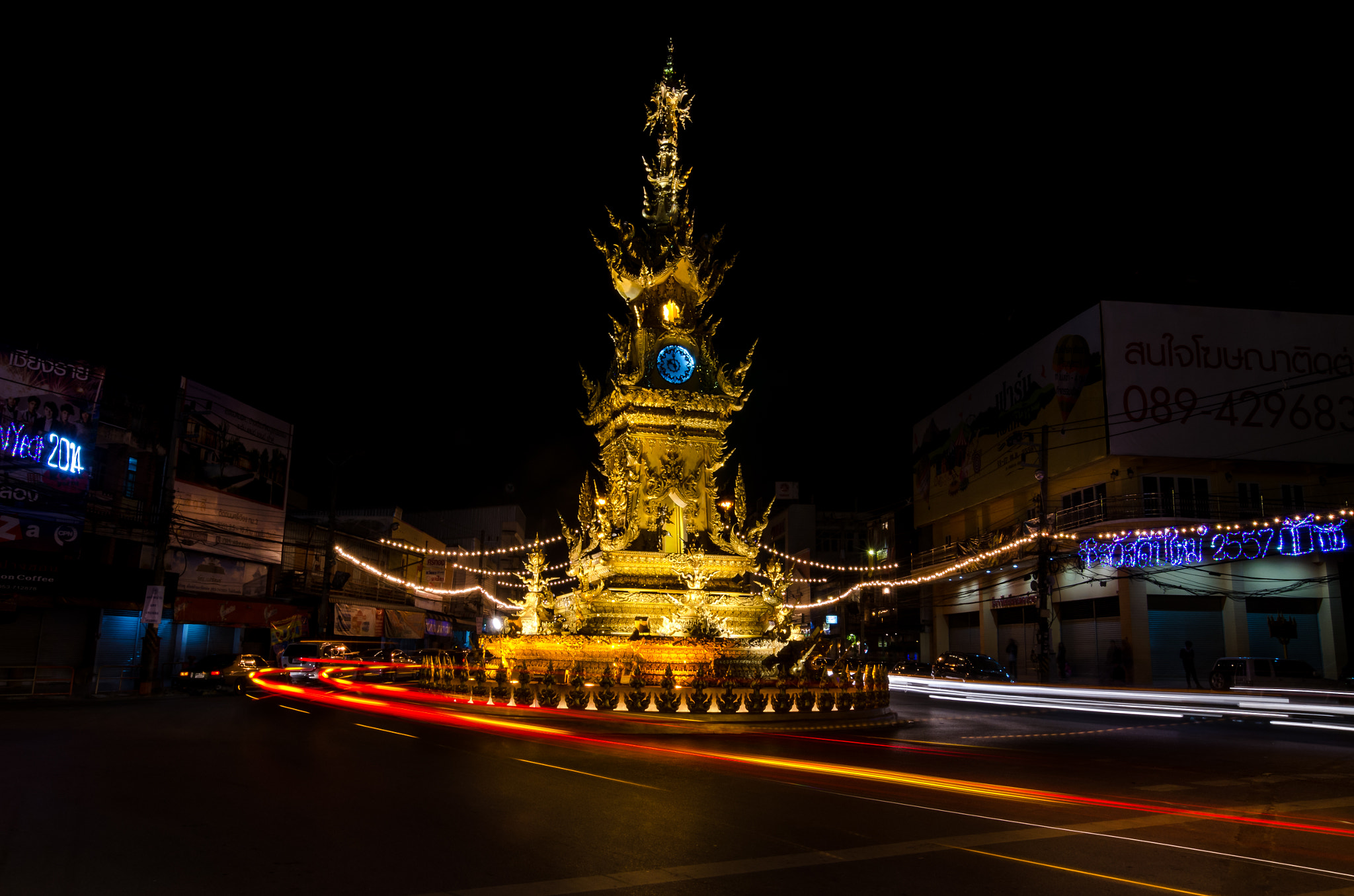 Golden Clock Tower in Chiangrai , Thailand