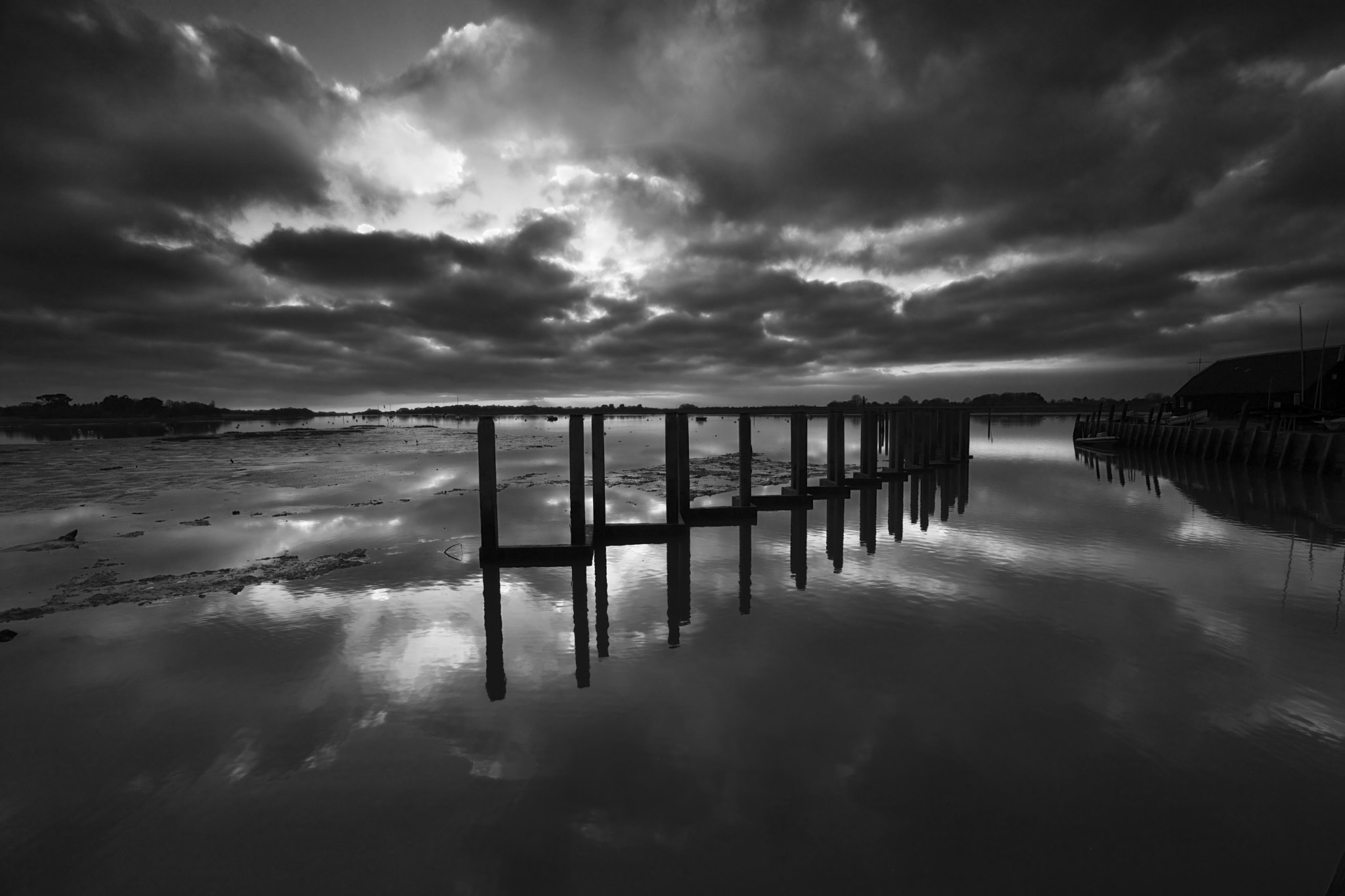 Dusk Bosham boating harbour