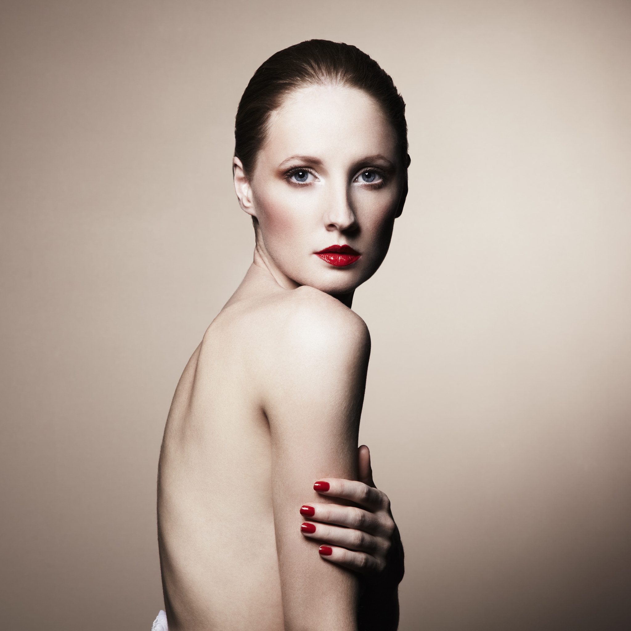 Fashion portrait of nude elegant woman