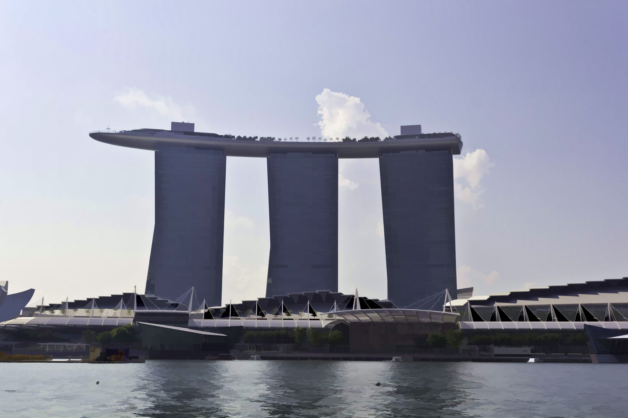 View of the towers of the Marina Bay Sands in Singapore
