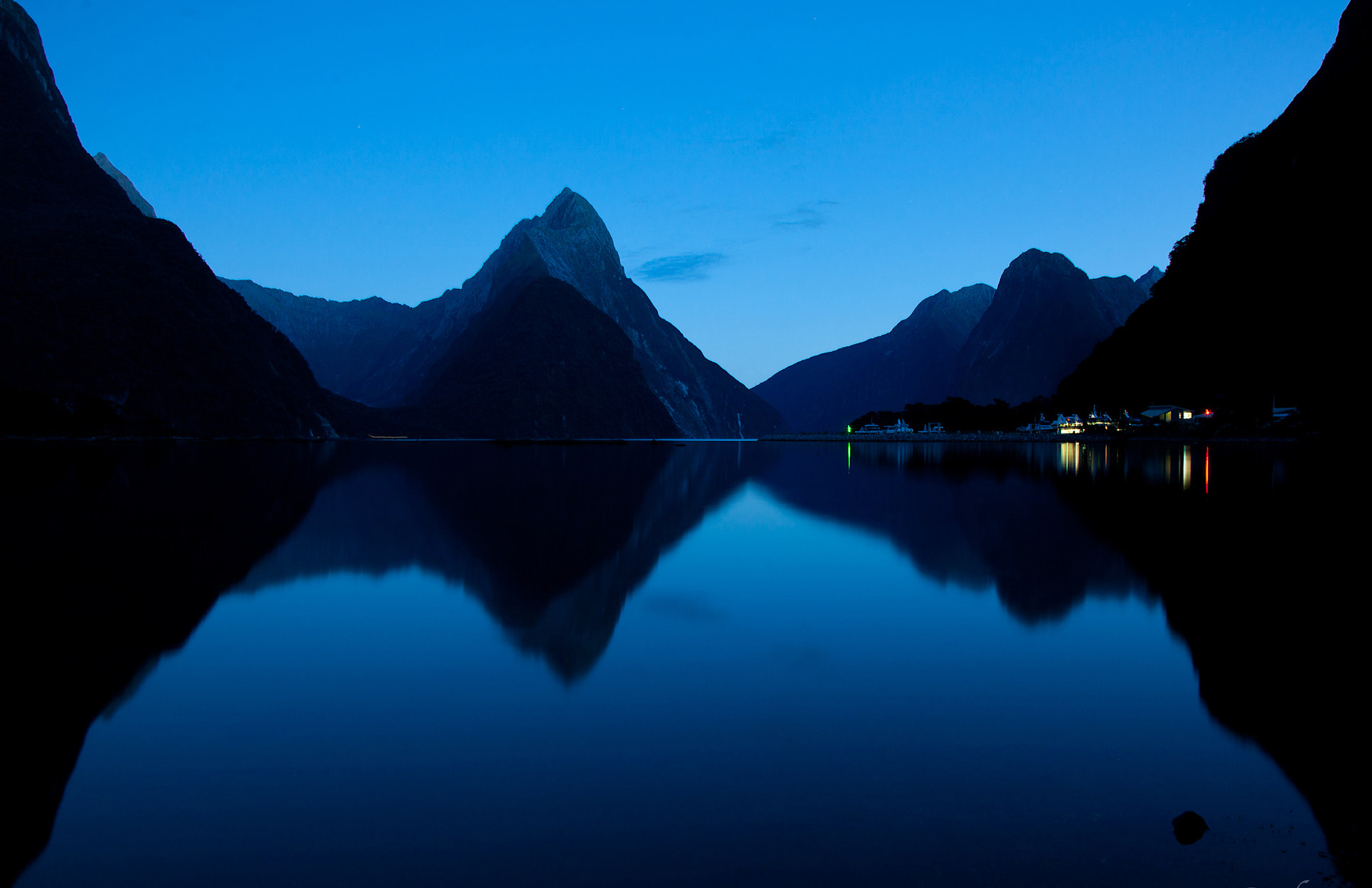 Milford Sound after sunset