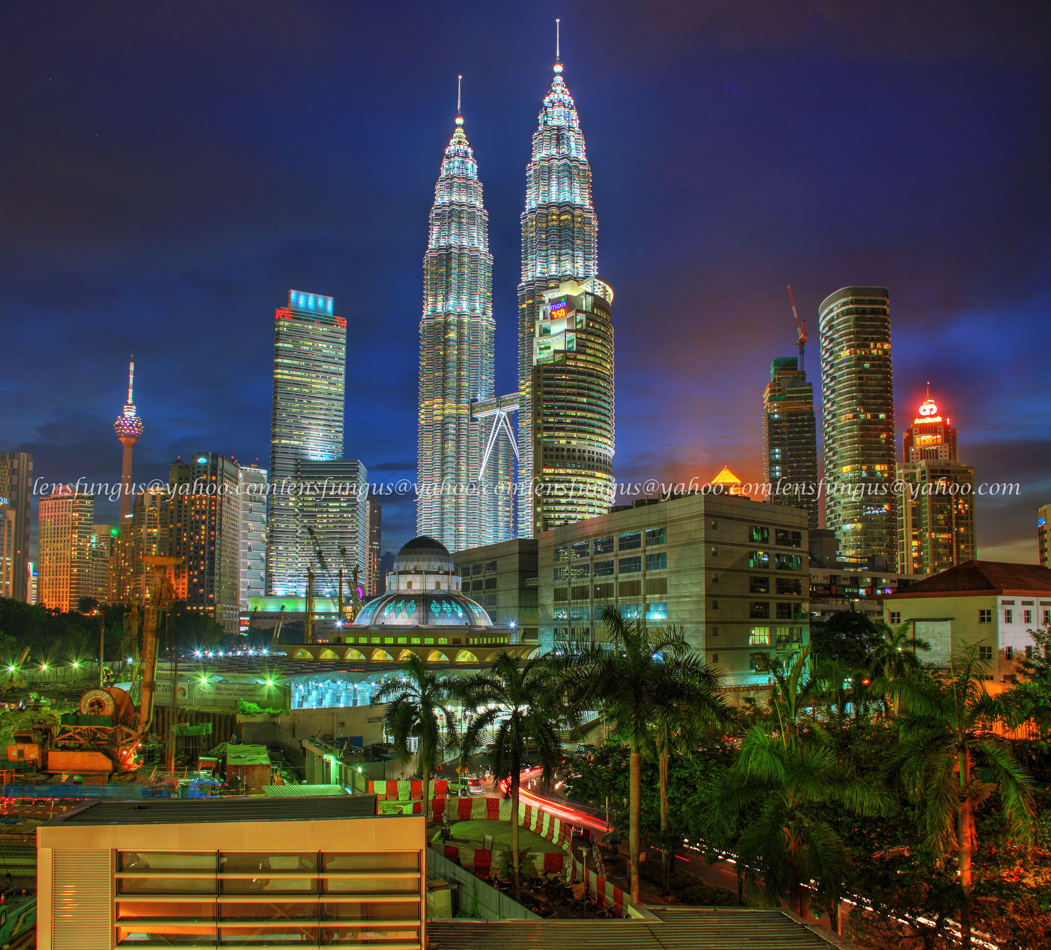 petronas twin towers with backgound blue hour