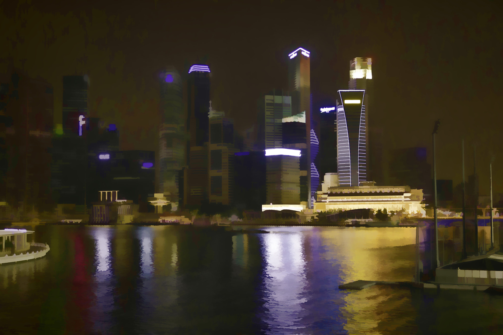 Singapore skyline as seen from the pedestrian bridge near the Ma