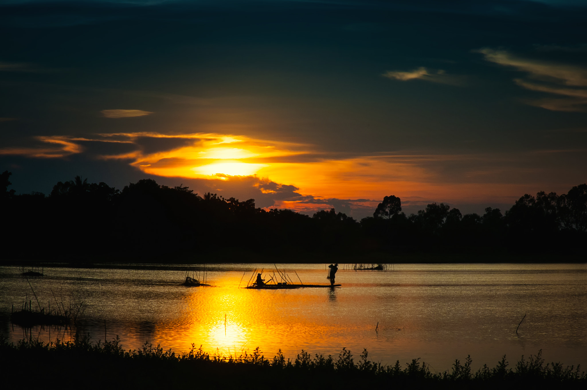 fishing on sunset