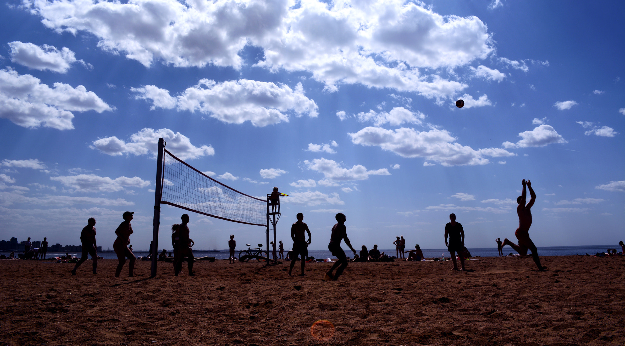 Blue sky and volleyball
