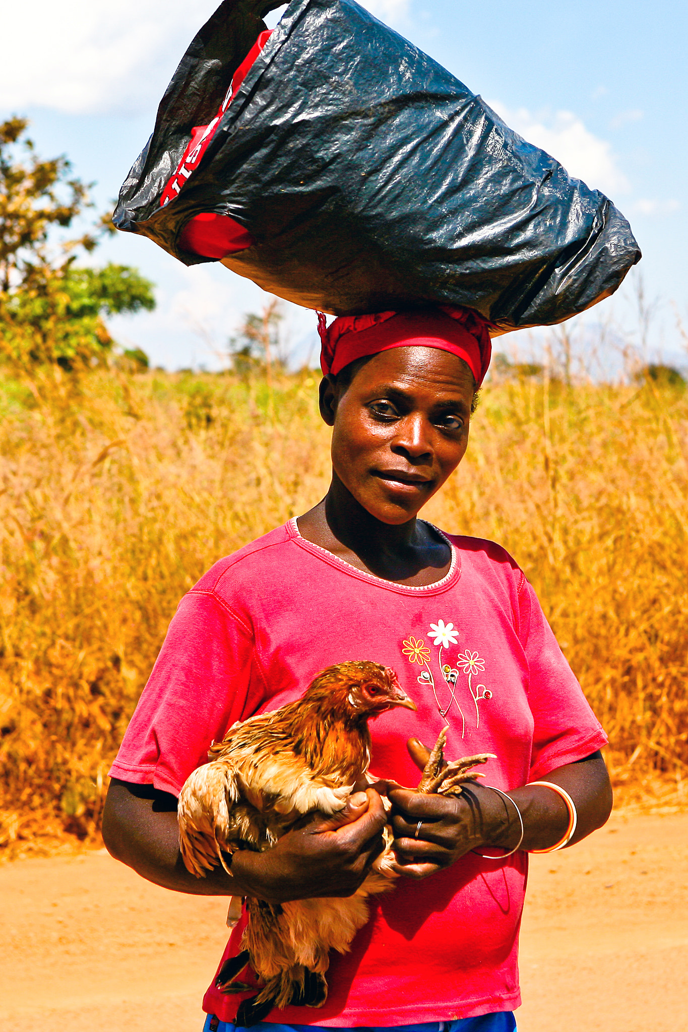 Woman with chicken