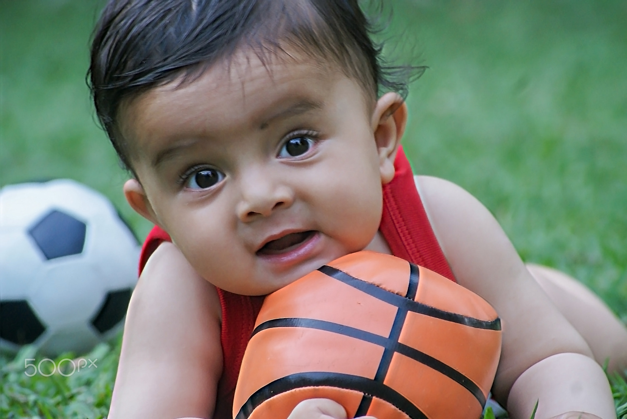Baby boy with ball.......Soccer time