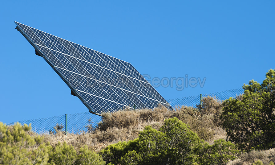 Solar panels on the mountain